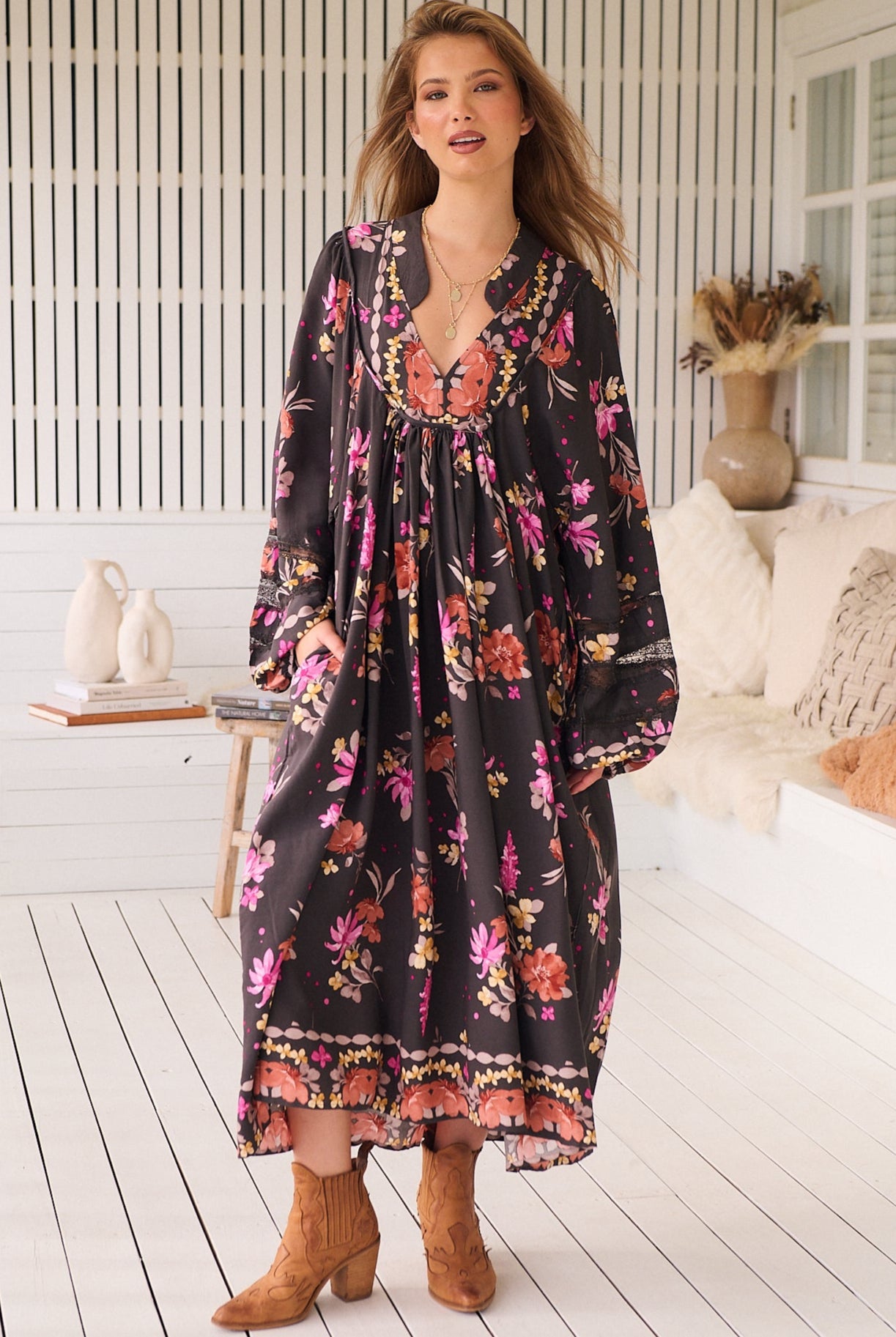 JAASE | MONARCH BLOOM BOHEME MIDI DRESS | Bohemian Love Runway