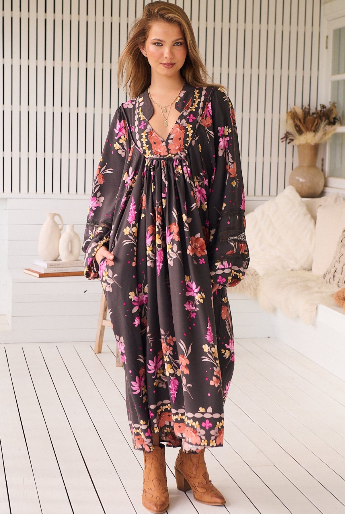 JAASE | MONARCH BLOOM BOHEME MIDI DRESS | Bohemian Love Runway