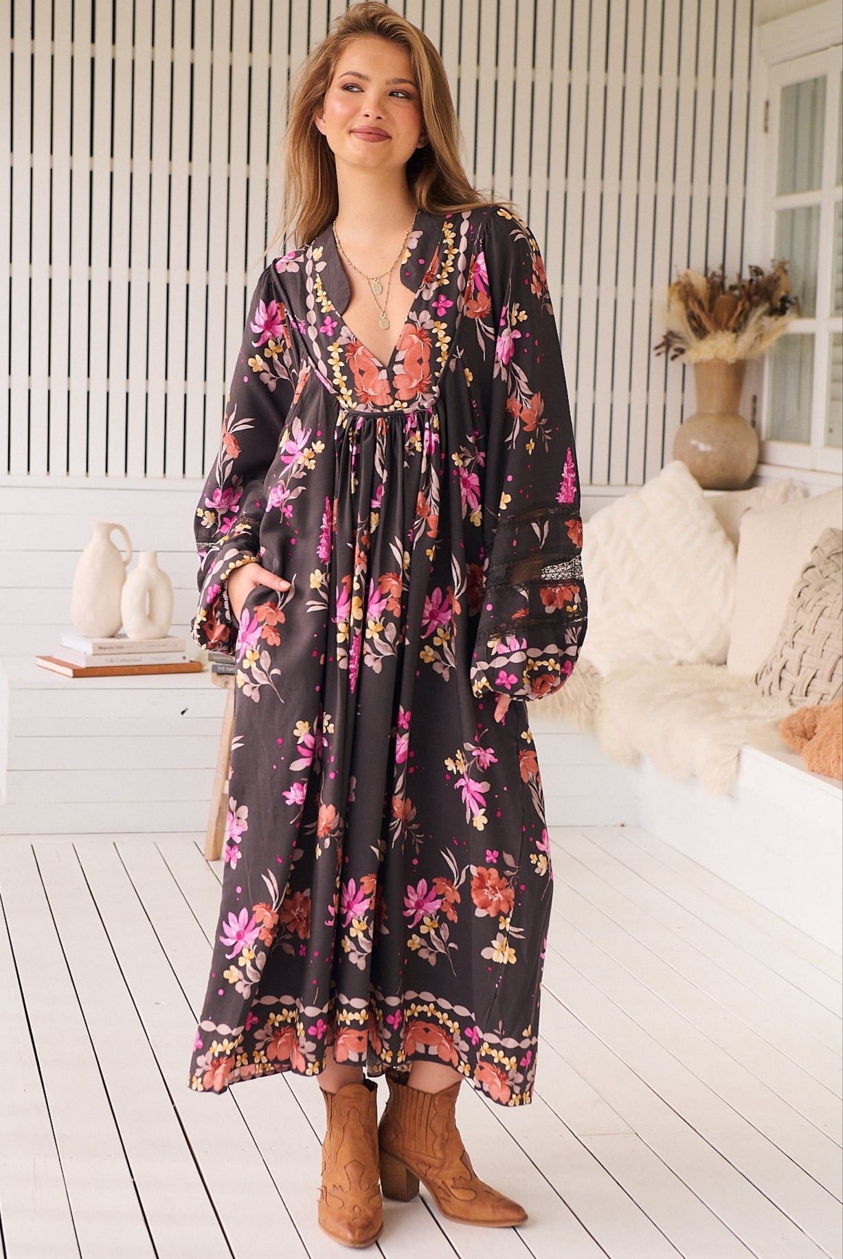 JAASE | MONARCH BLOOM BOHEME MIDI DRESS | Bohemian Love Runway