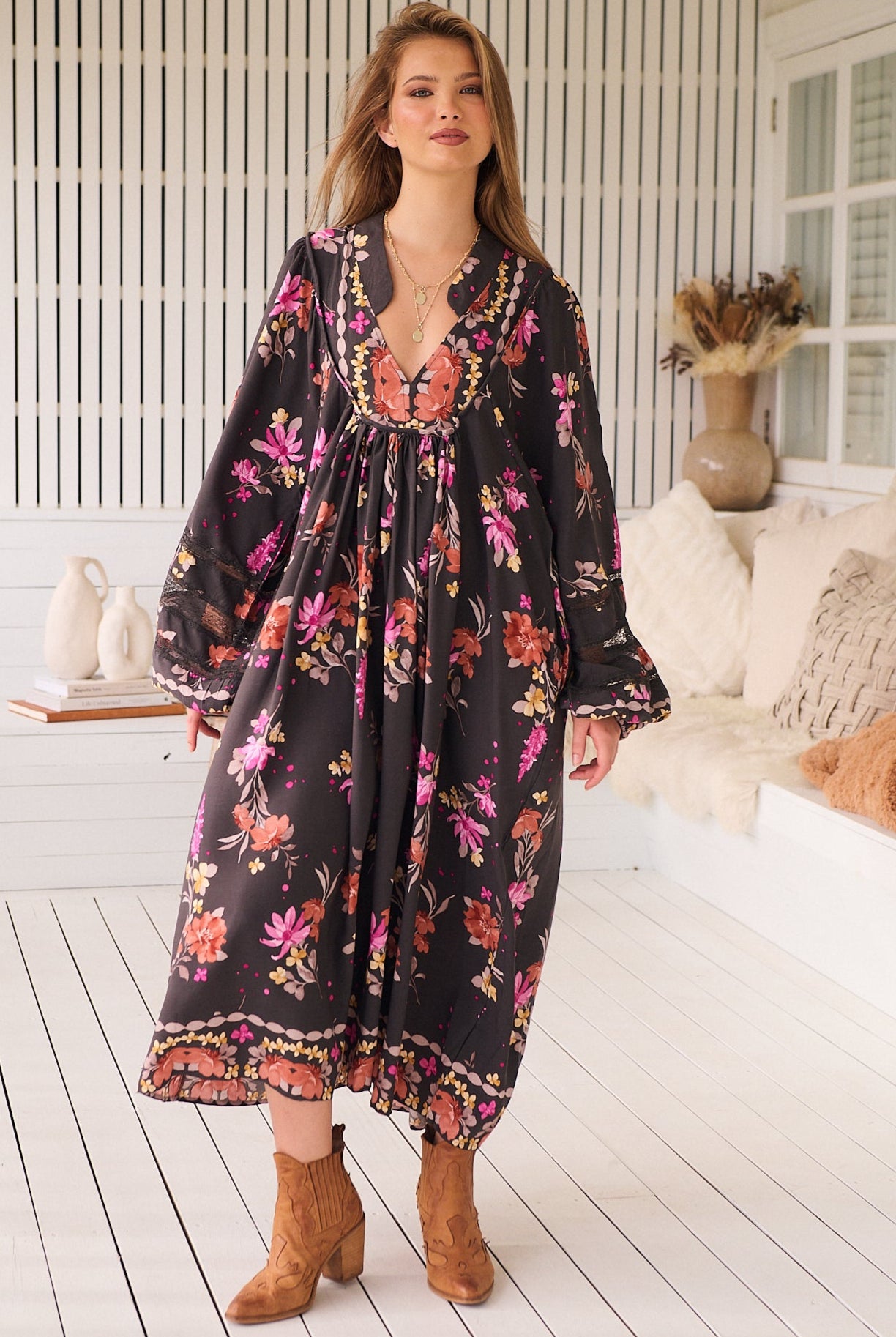 JAASE | MONARCH BLOOM BOHEME MIDI DRESS | Bohemian Love Runway