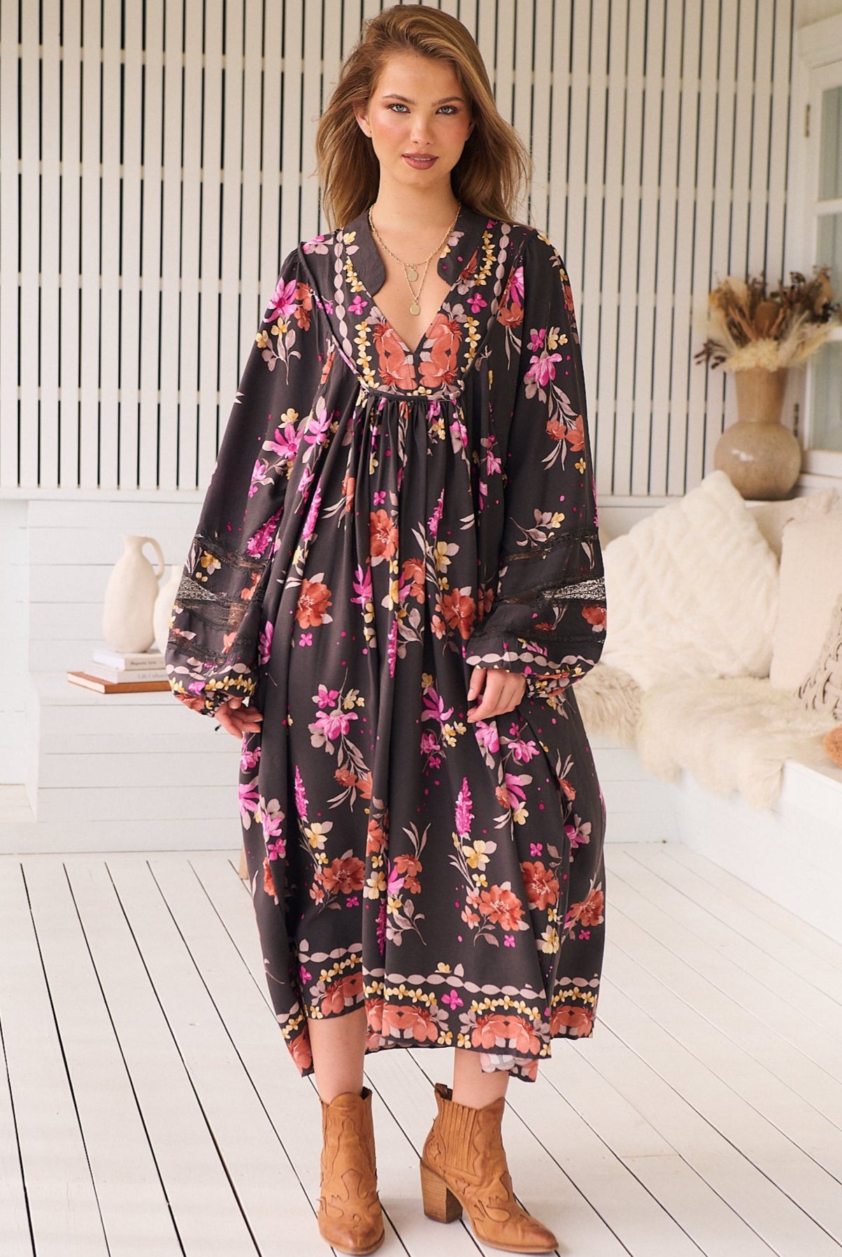 JAASE | MONARCH BLOOM BOHEME MIDI DRESS | Bohemian Love Runway