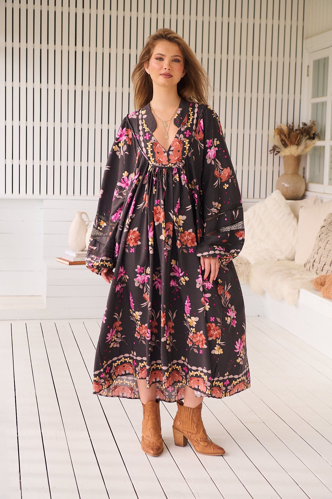 JAASE | MONARCH BLOOM BOHEME MIDI DRESS | Bohemian Love Runway