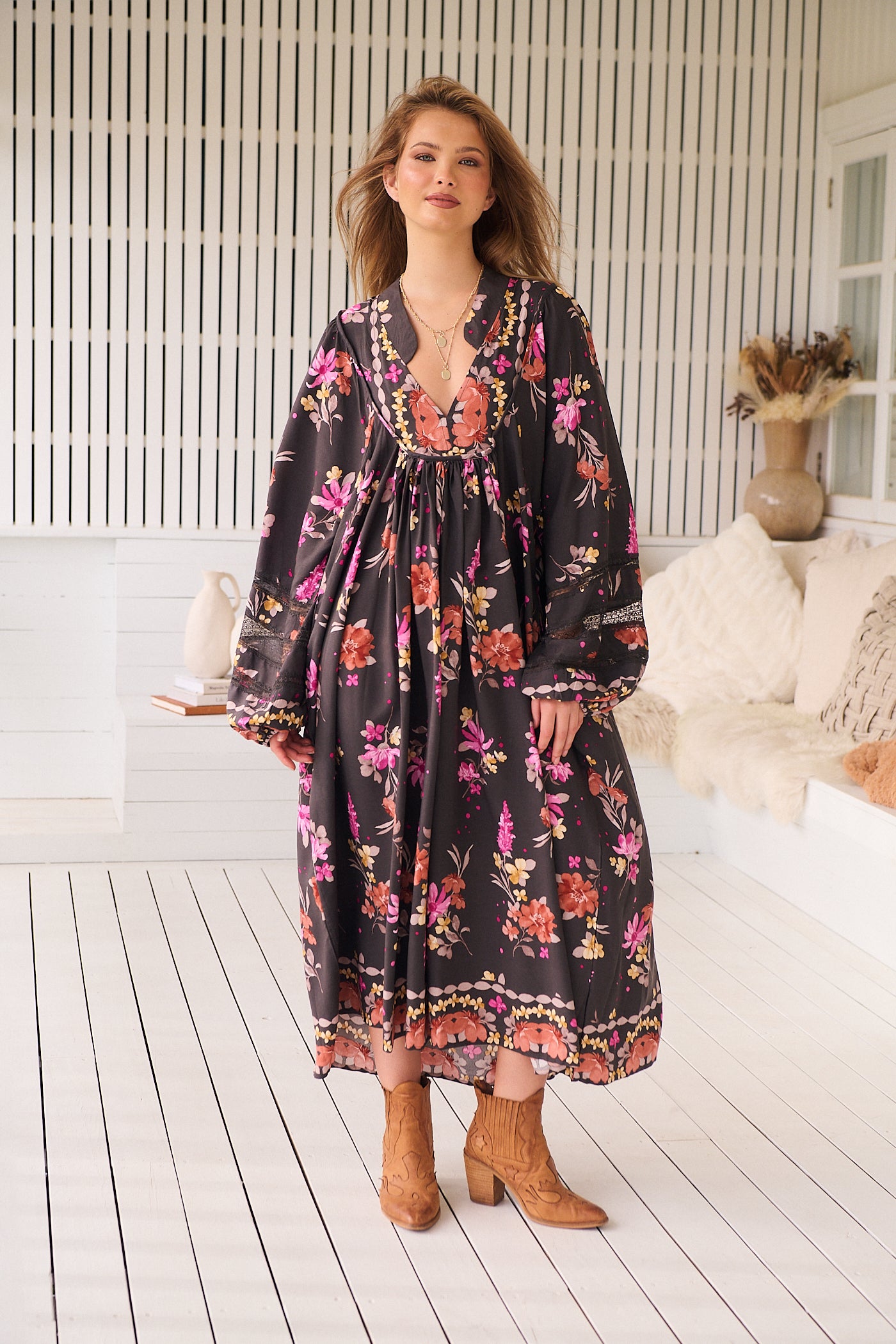 JAASE | MONARCH BLOOM BOHEME MIDI DRESS | Bohemian Love Runway