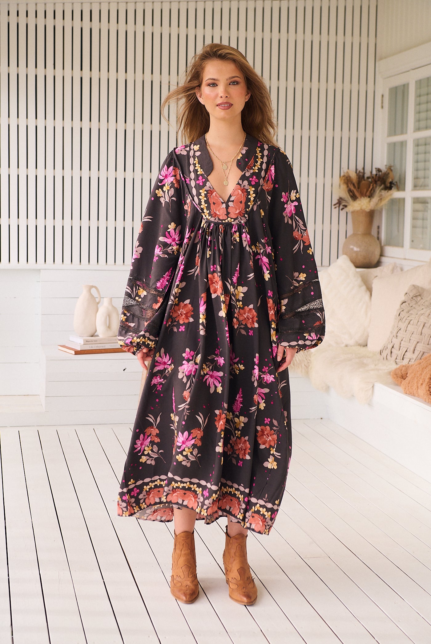 JAASE | MONARCH BLOOM BOHEME MIDI DRESS | Bohemian Love Runway