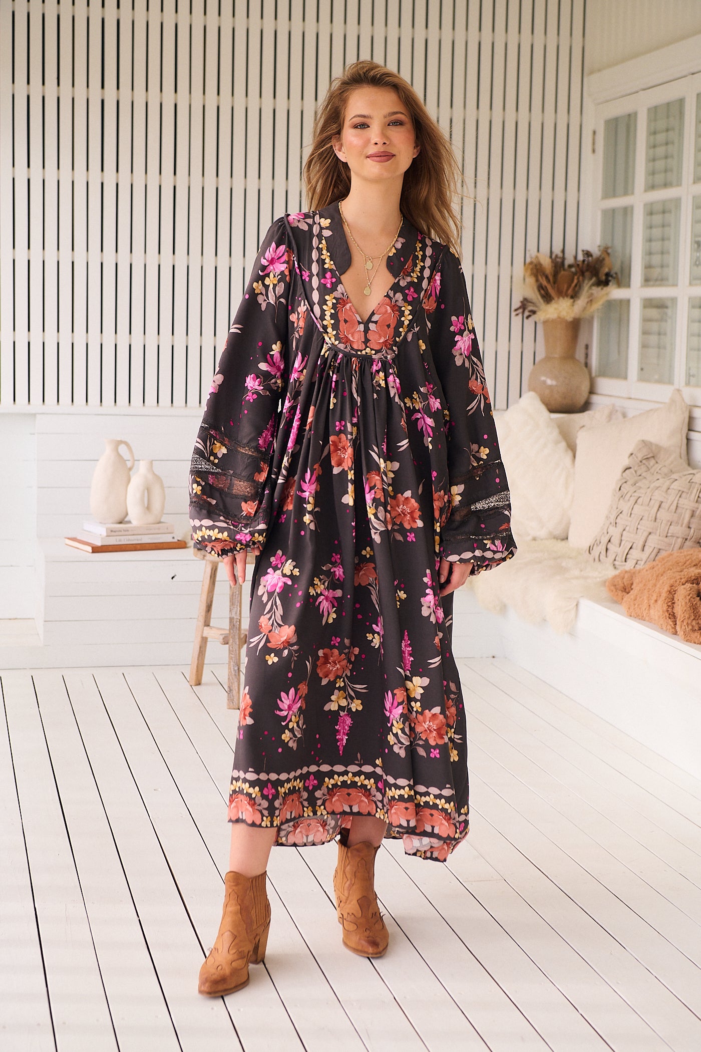 JAASE | MONARCH BLOOM BOHEME MIDI DRESS | Bohemian Love Runway