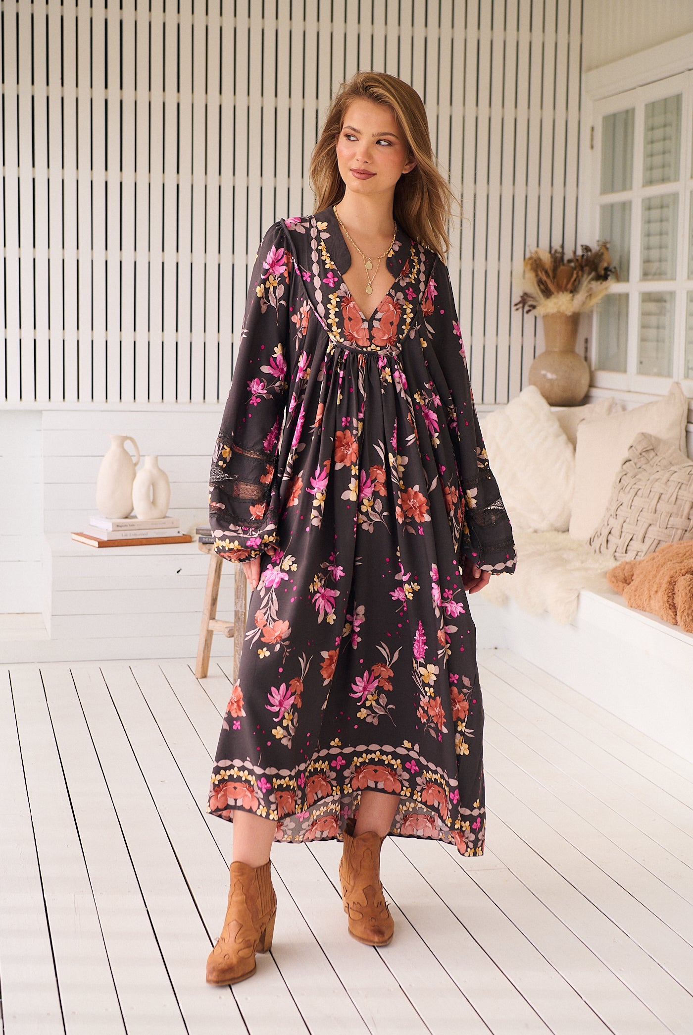 JAASE | MONARCH BLOOM BOHEME MIDI DRESS | Bohemian Love Runway