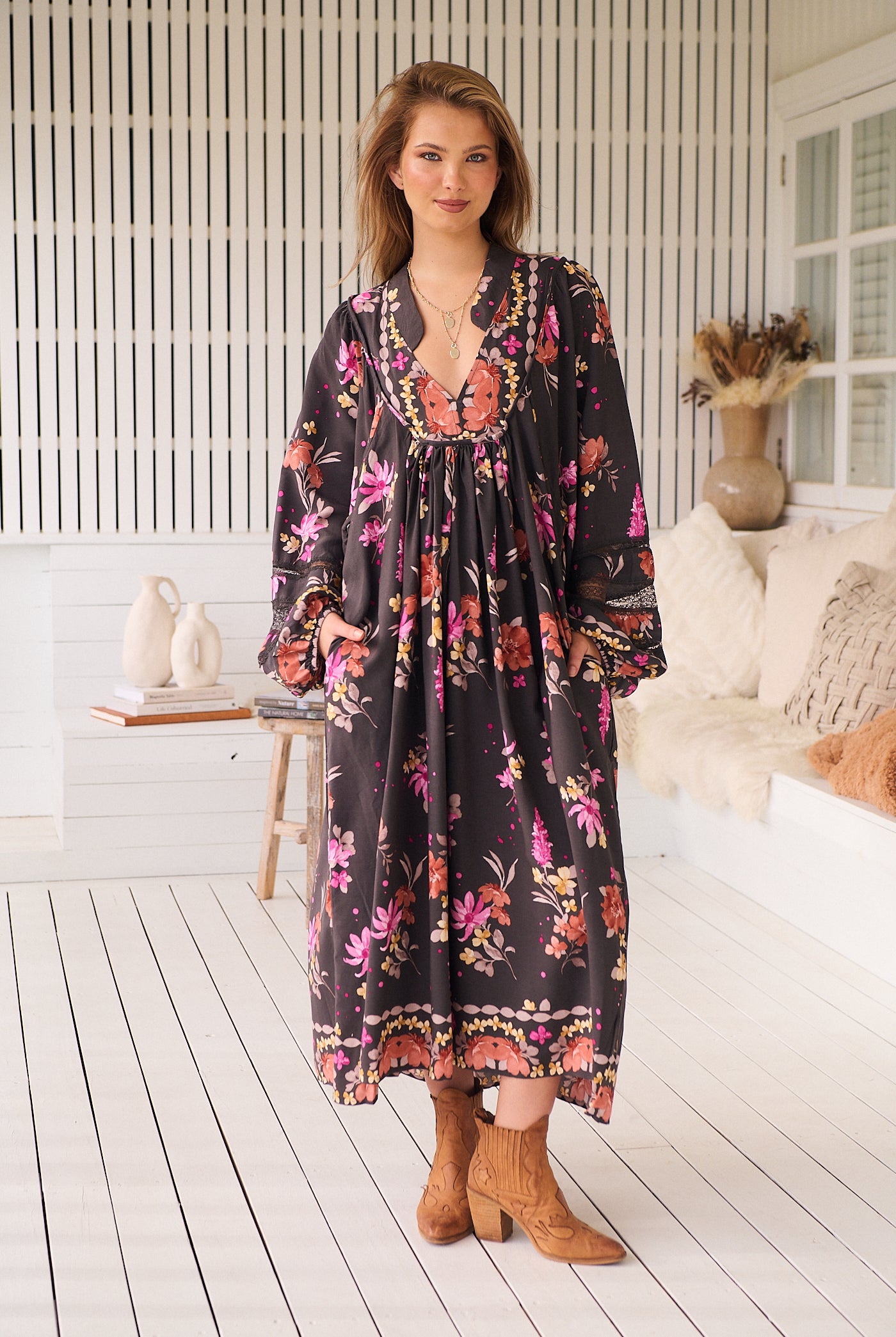 JAASE | MONARCH BLOOM BOHEME MIDI DRESS | Bohemian Love Runway