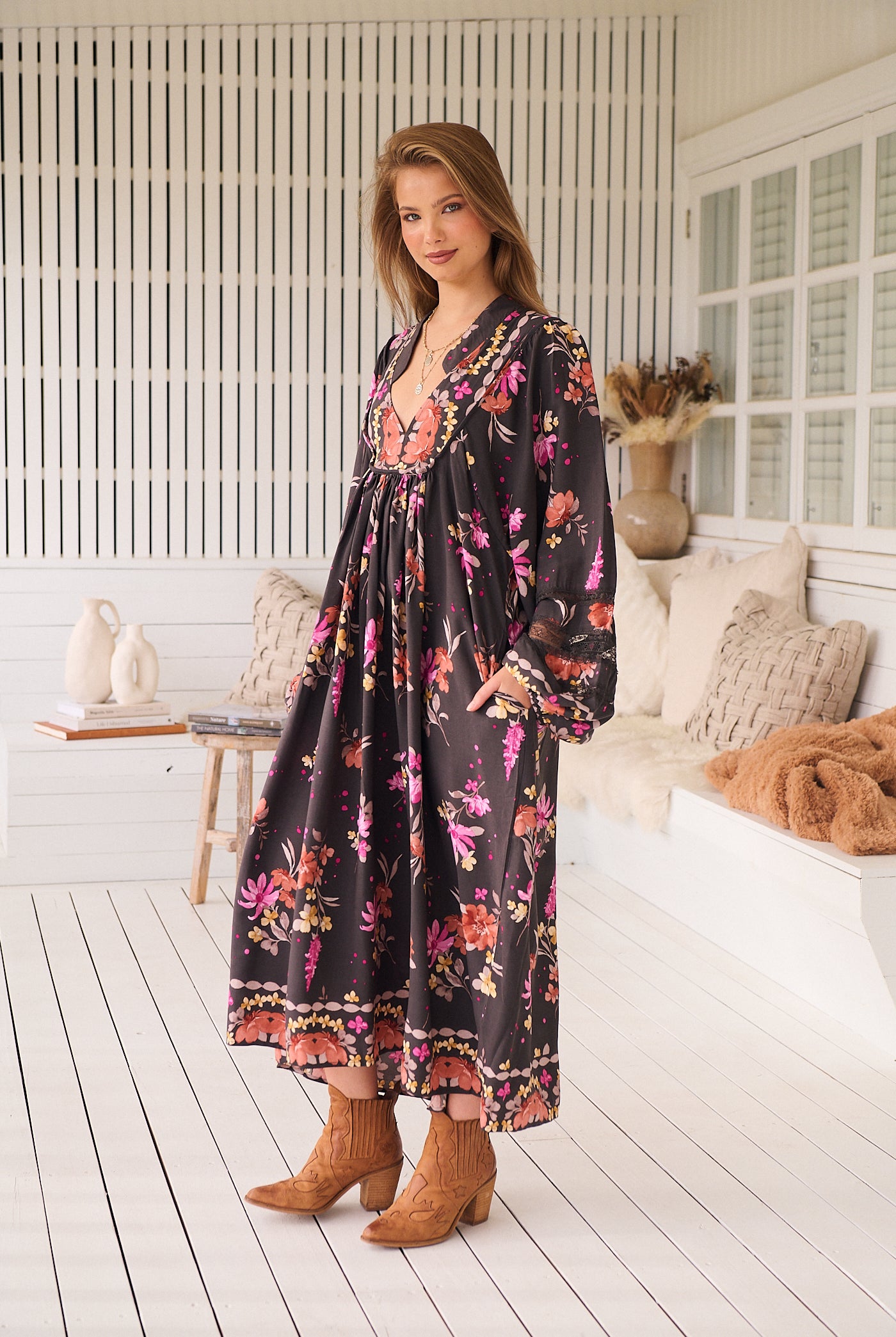 JAASE | MONARCH BLOOM BOHEME MIDI DRESS | Bohemian Love Runway