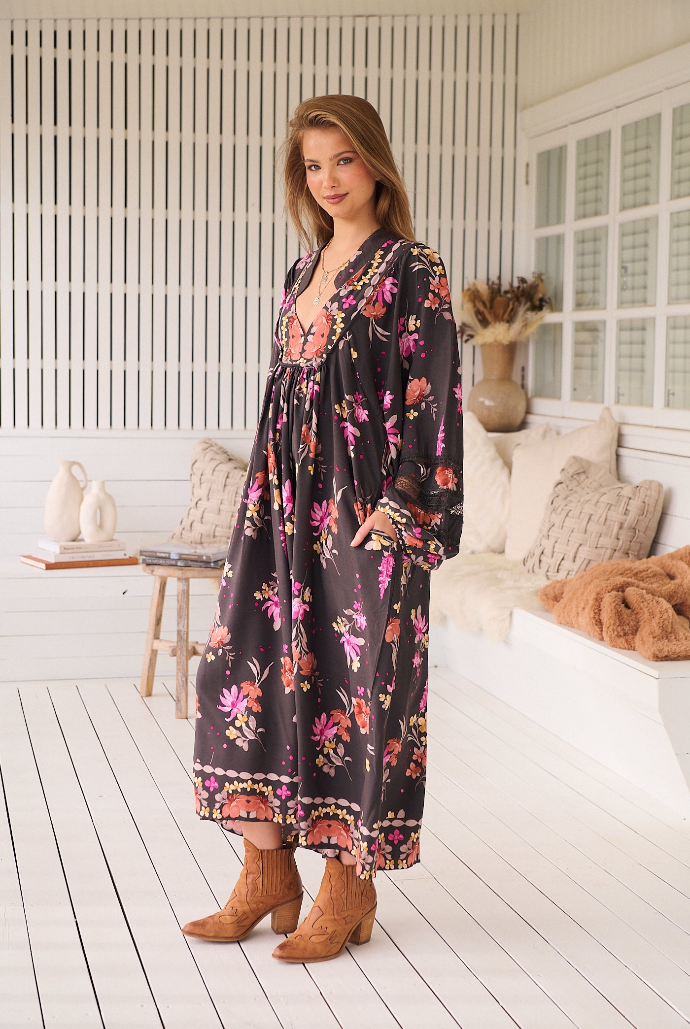 JAASE | MONARCH BLOOM BOHEME MIDI DRESS | Bohemian Love Runway