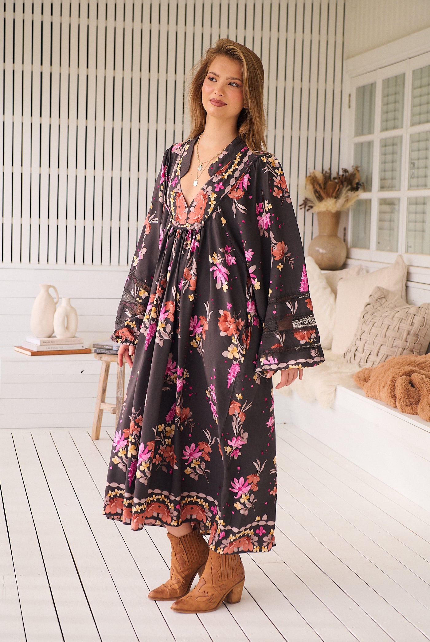 JAASE | MONARCH BLOOM BOHEME MIDI DRESS | Bohemian Love Runway