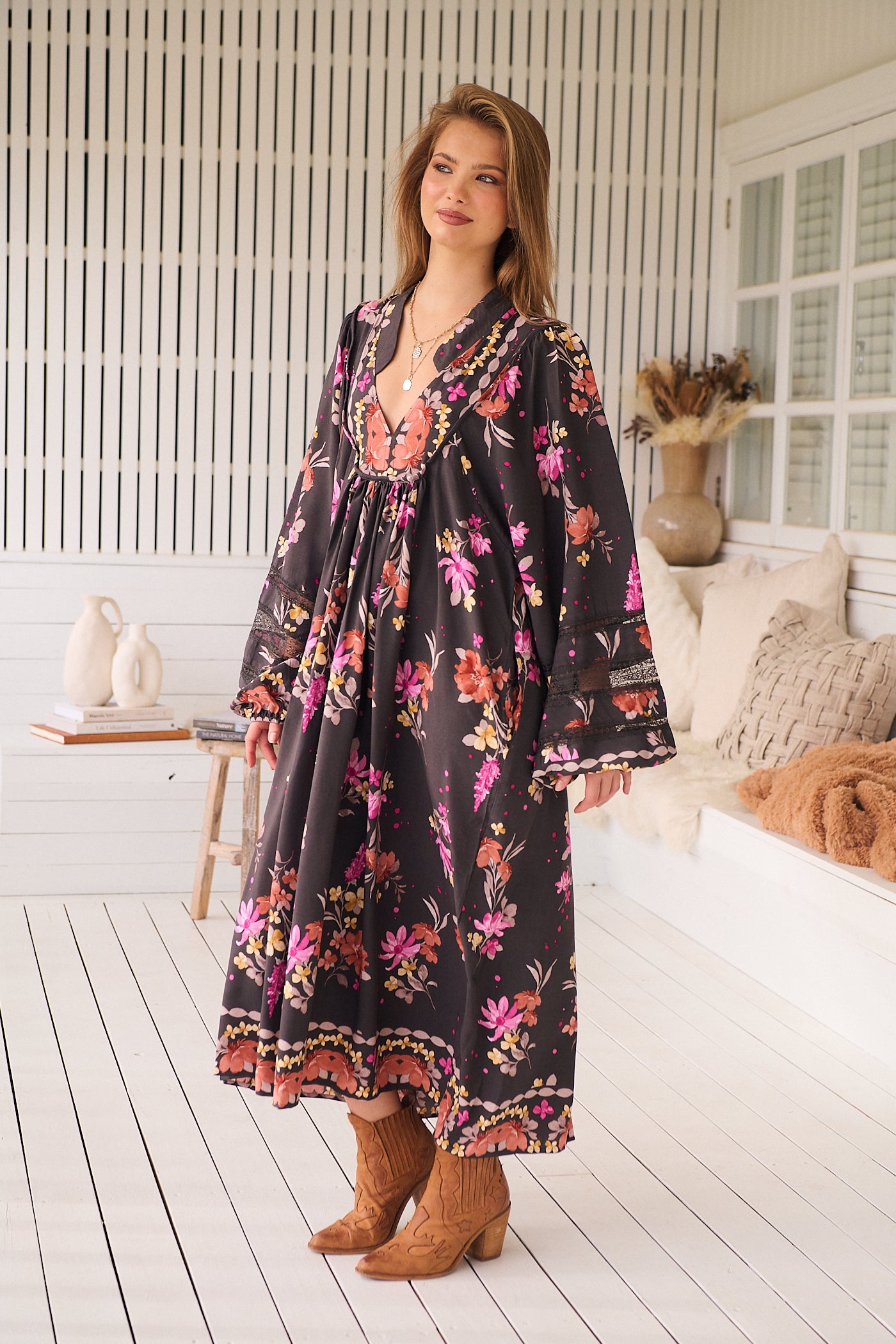 JAASE | MONARCH BLOOM BOHEME MIDI DRESS | Bohemian Love Runway