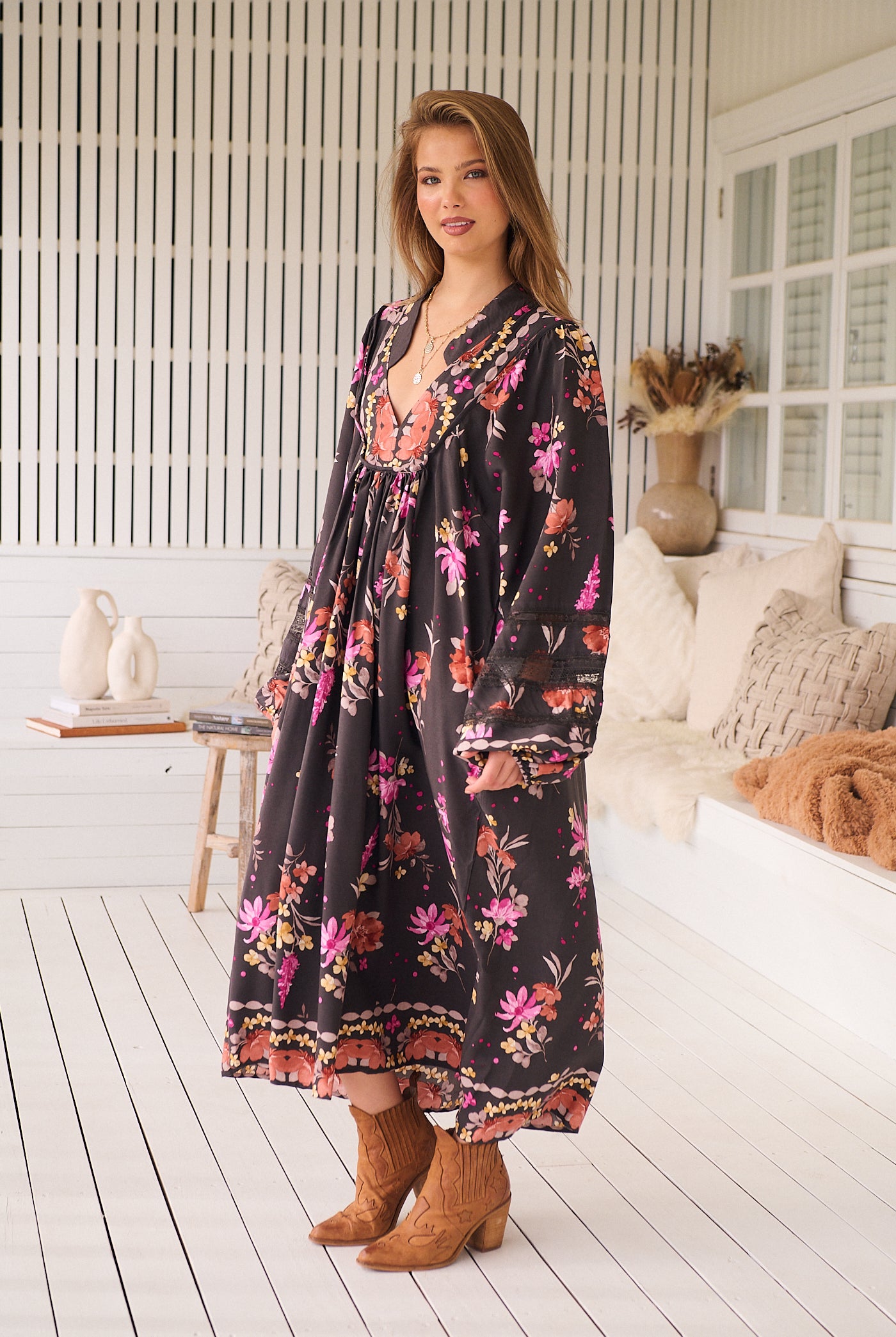 JAASE | MONARCH BLOOM BOHEME MIDI DRESS | Bohemian Love Runway
