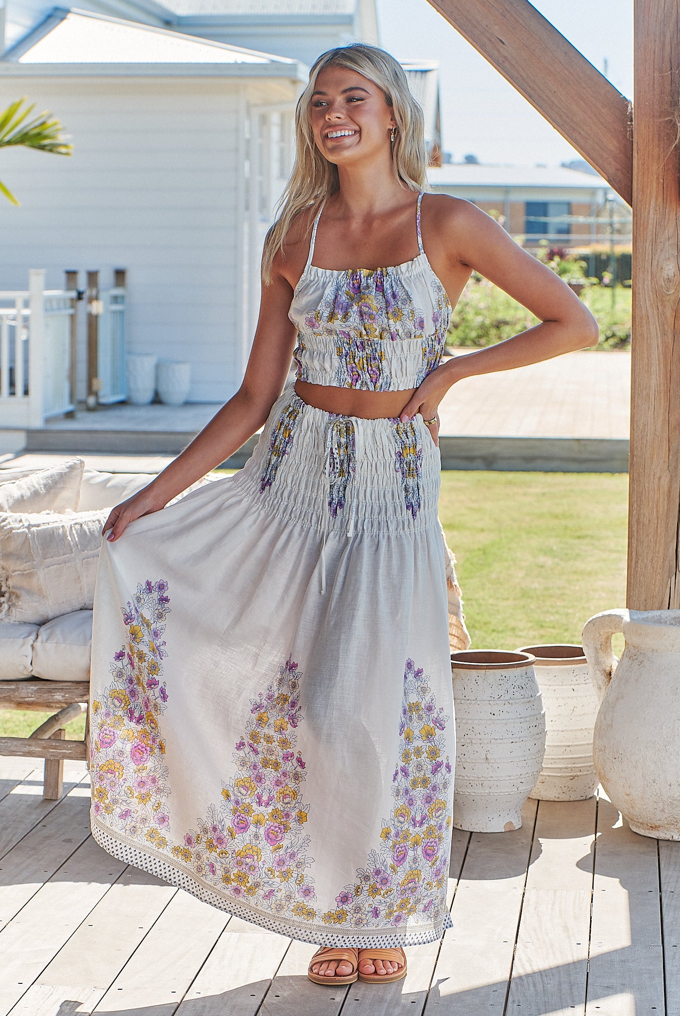 JAASE | DAYLILIES WHITE LINEN AURELIA CROP TOP | Bohemian Love Runway