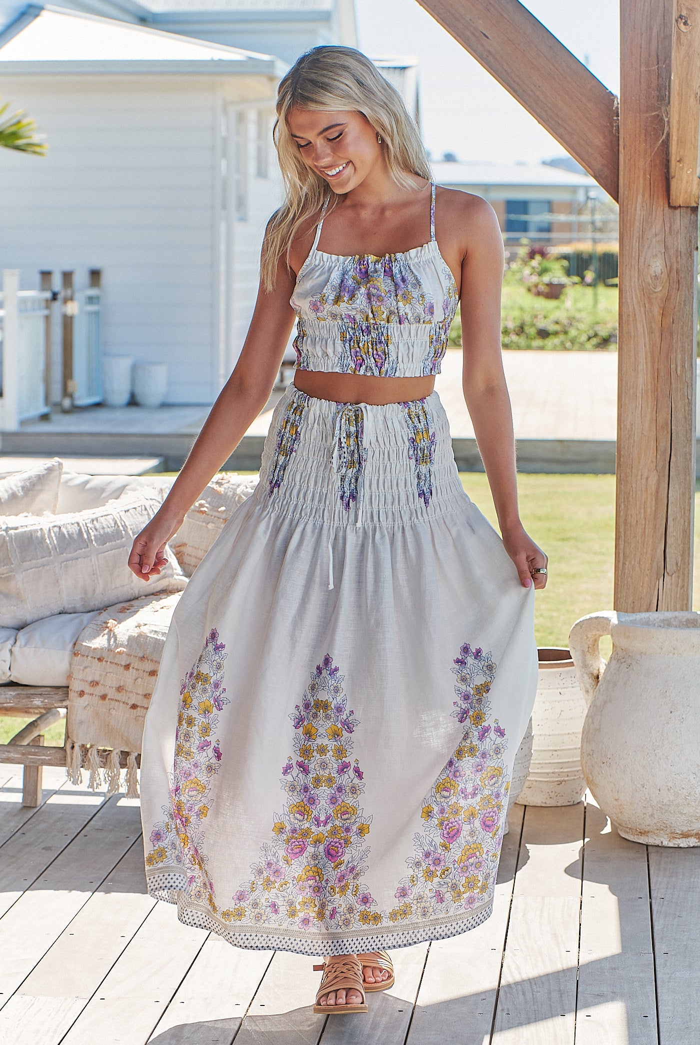 JAASE | DAYLILIES WHITE LINEN AURELIA CROP TOP | Bohemian Love Runway