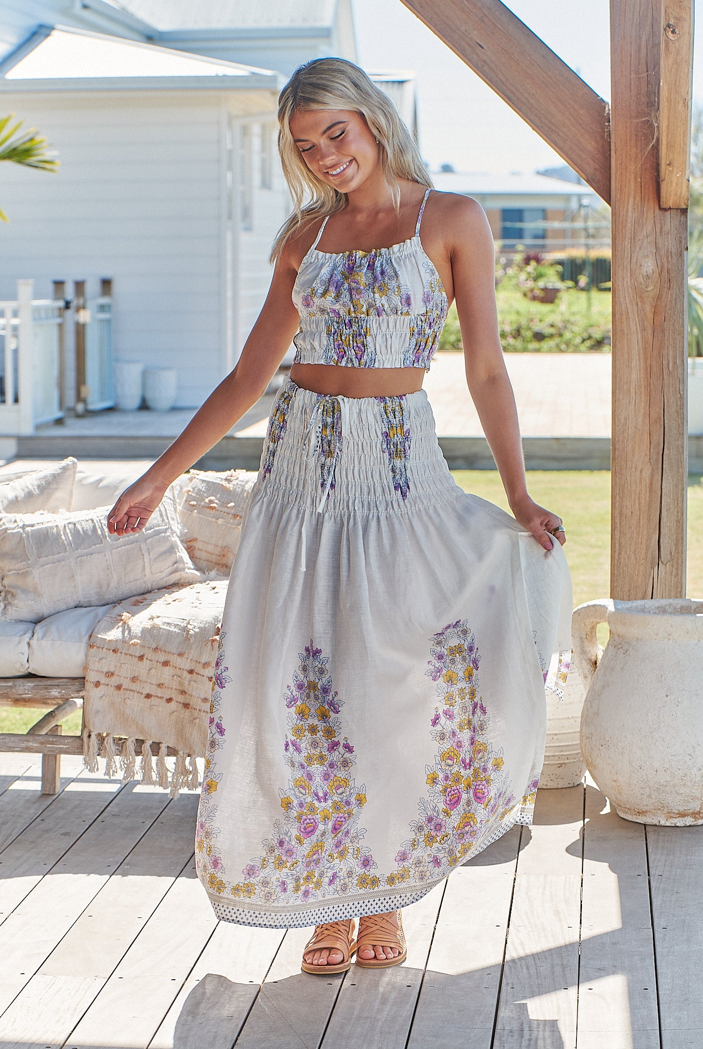 JAASE | DAYLILIES WHITE LINEN AURELIA CROP TOP | Bohemian Love Runway