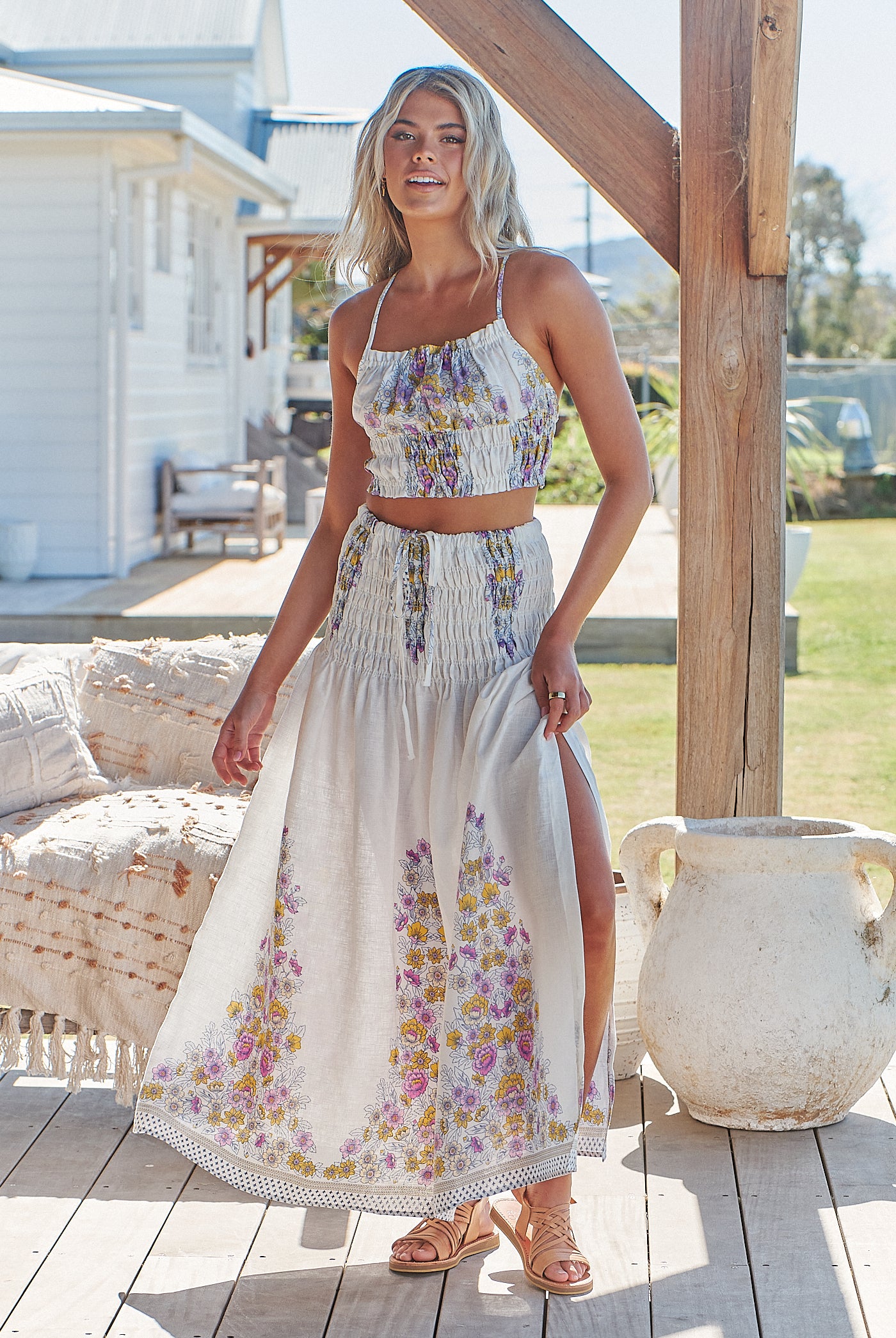 JAASE | DAYLILIES WHITE LINEN AURELIA CROP TOP | Bohemian Love Runway