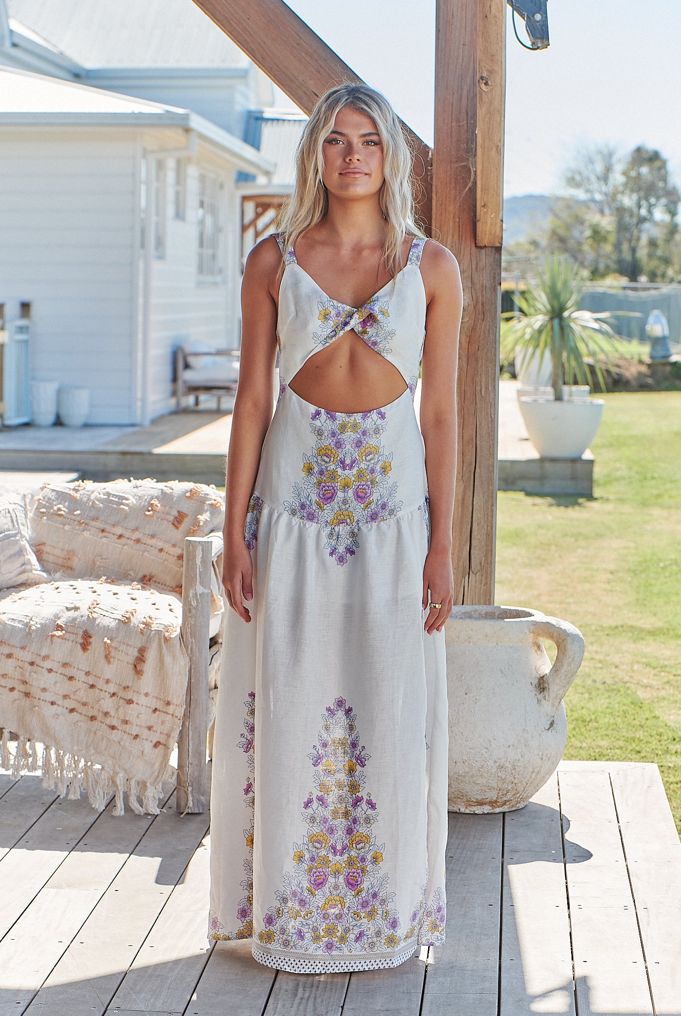 JAASE | DAYLILIES WHITE LINEN BIANCA MAXI DRESS | Bohemian Love Runway