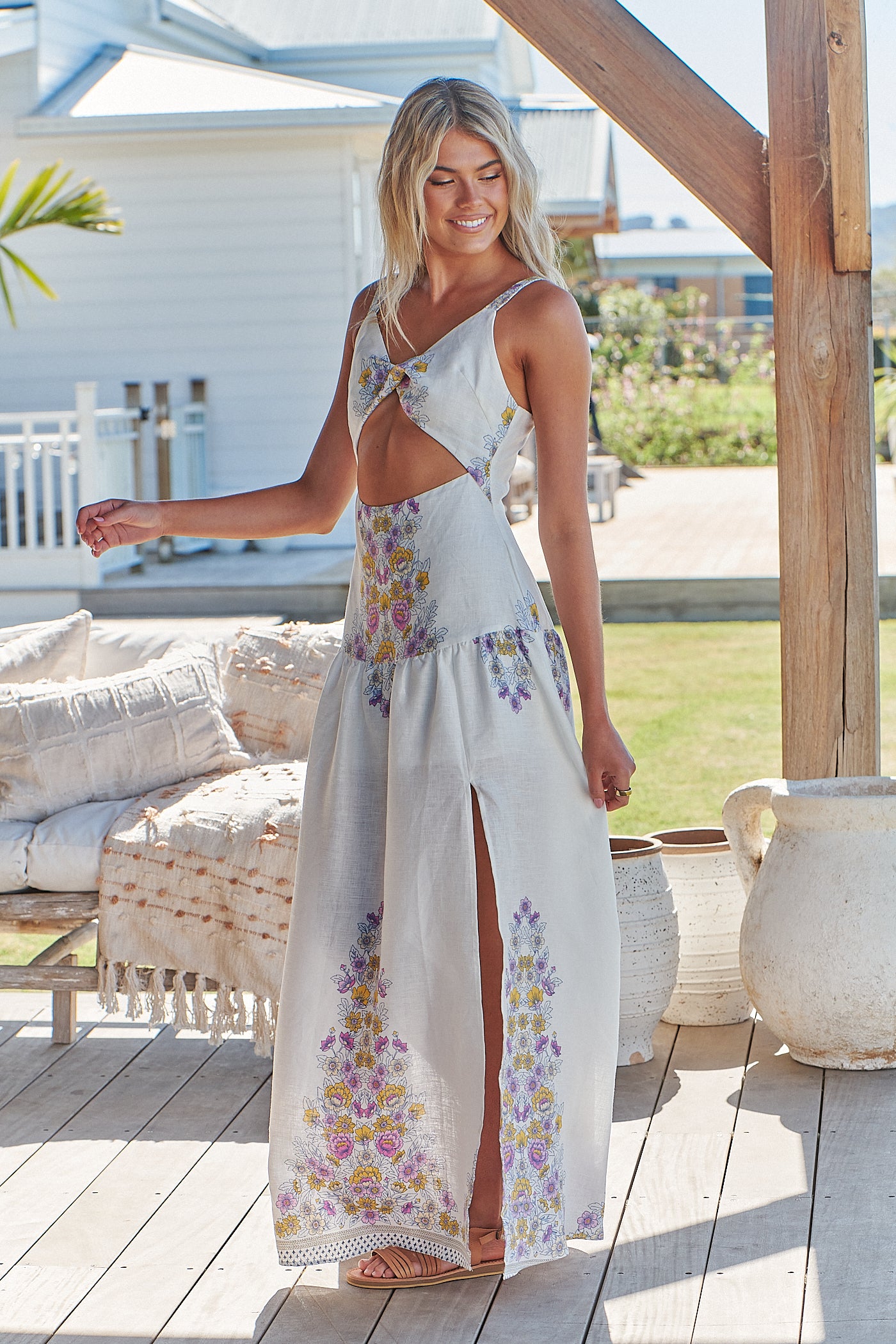 JAASE | DAYLILIES WHITE LINEN BIANCA MAXI DRESS | Bohemian Love Runway