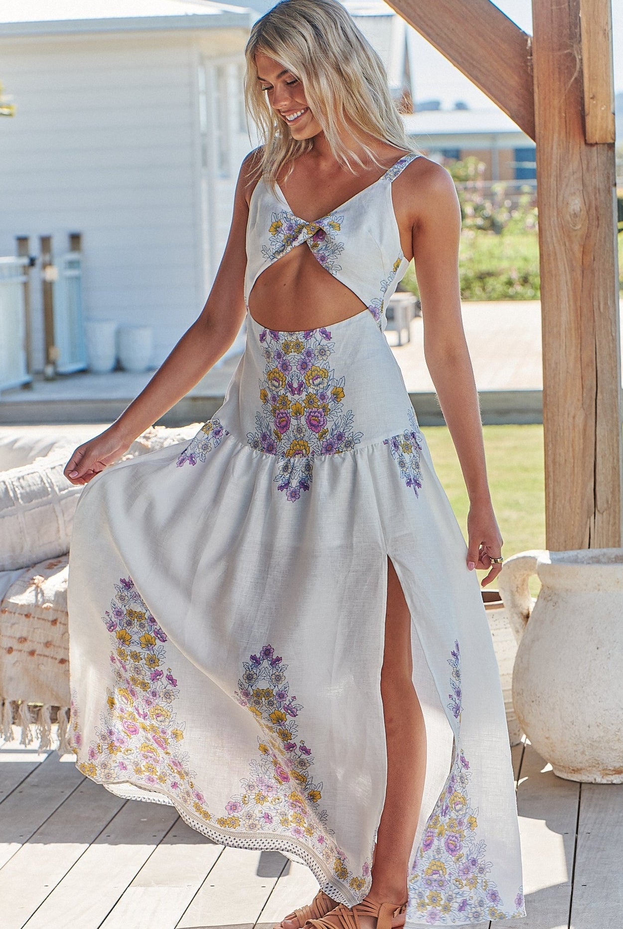 JAASE | DAYLILIES WHITE LINEN BIANCA MAXI DRESS | Bohemian Love Runway