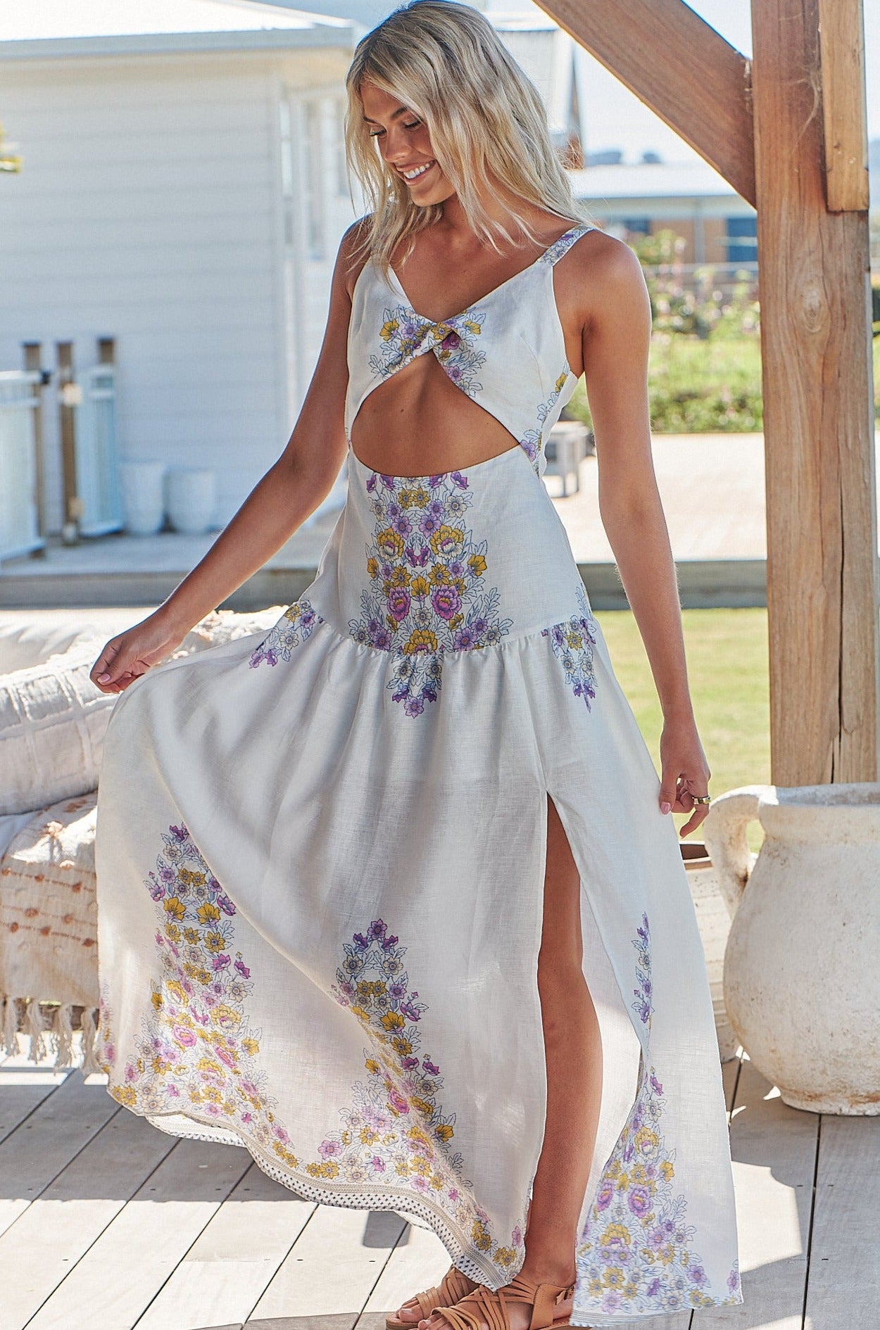 JAASE | DAYLILIES WHITE LINEN BIANCA MAXI DRESS | Bohemian Love Runway
