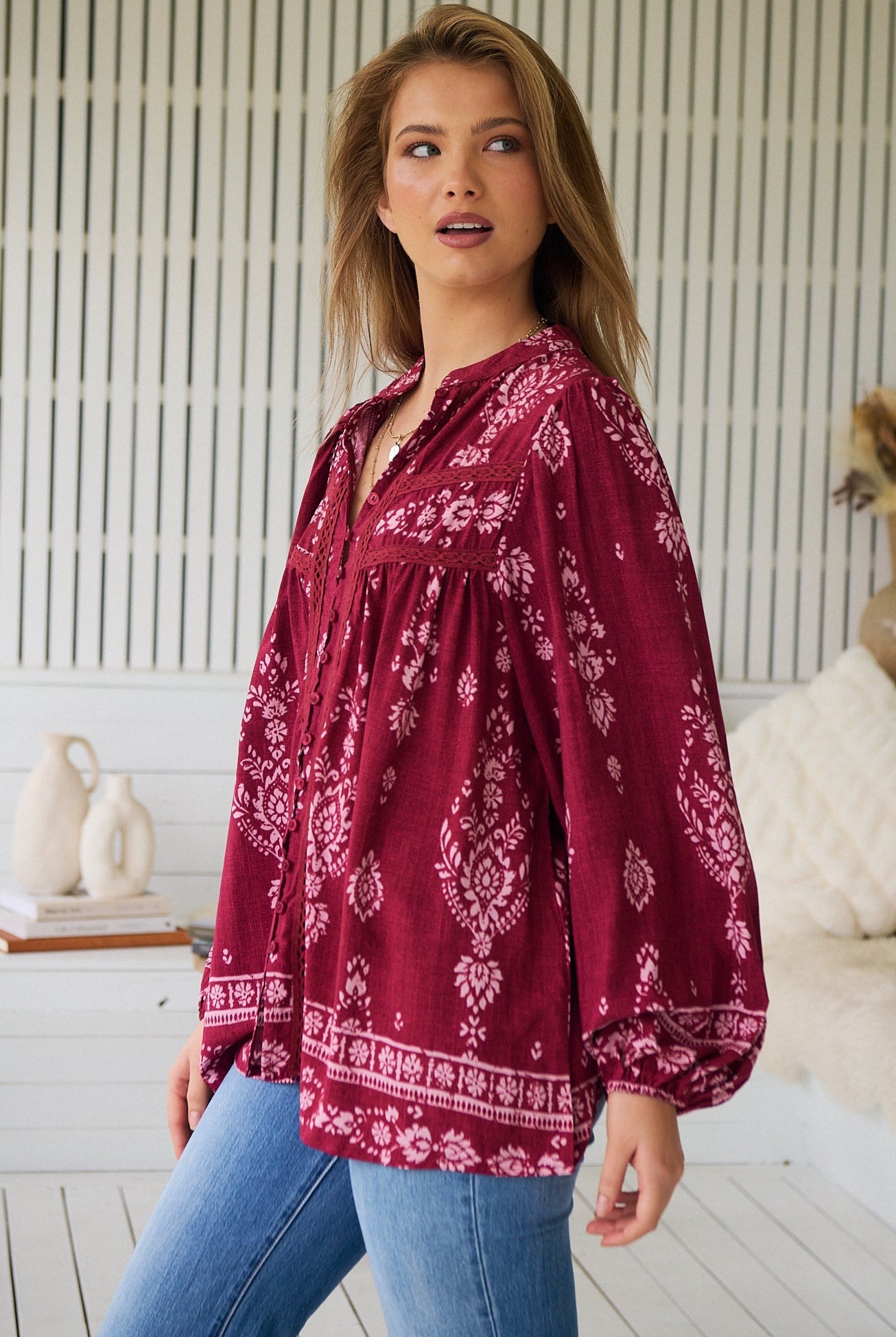 JAASE | RHUBARB KIVA BEE BLOUSE | Bohemian Love Runway