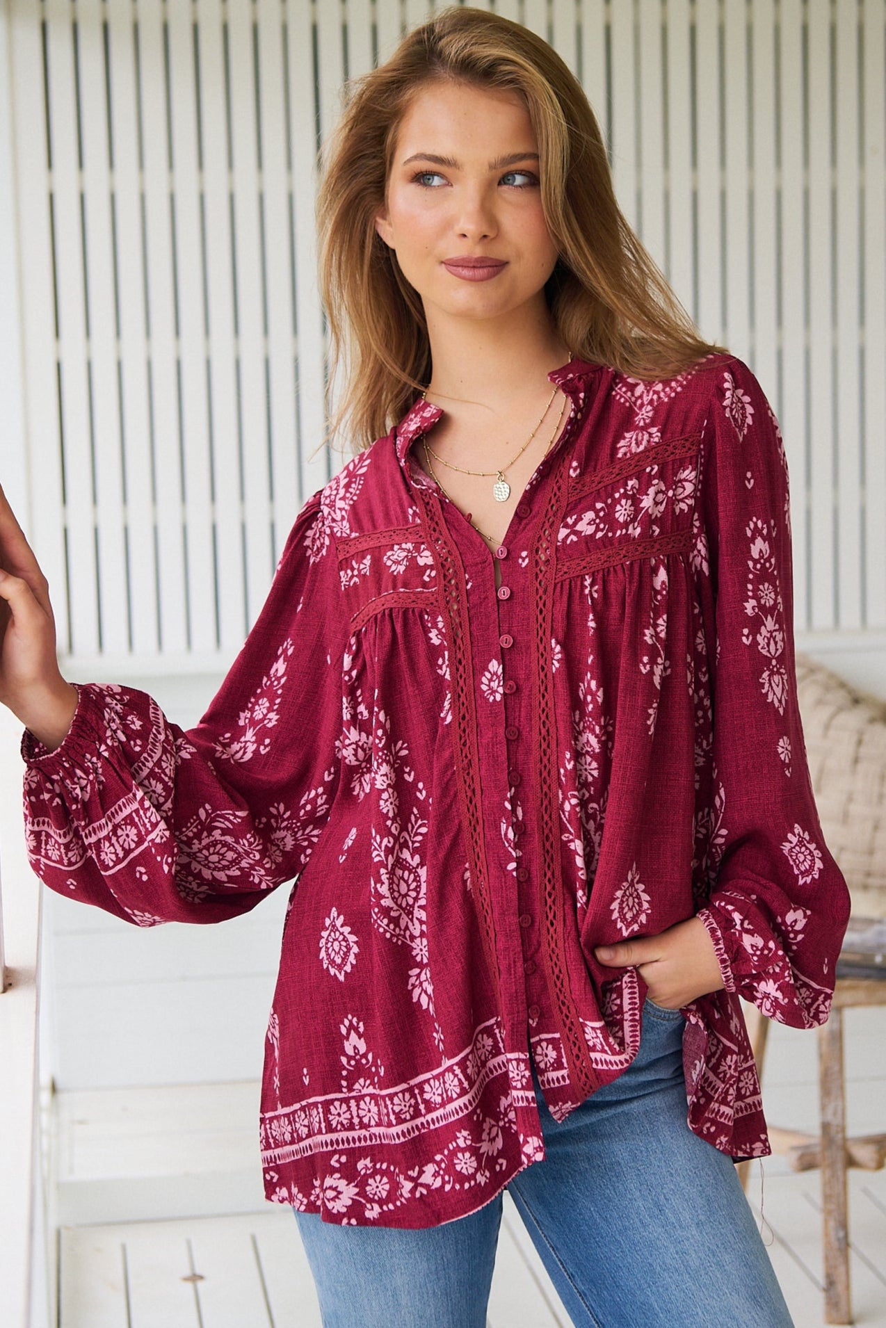 JAASE | RHUBARB KIVA BEE BLOUSE | Bohemian Love Runway