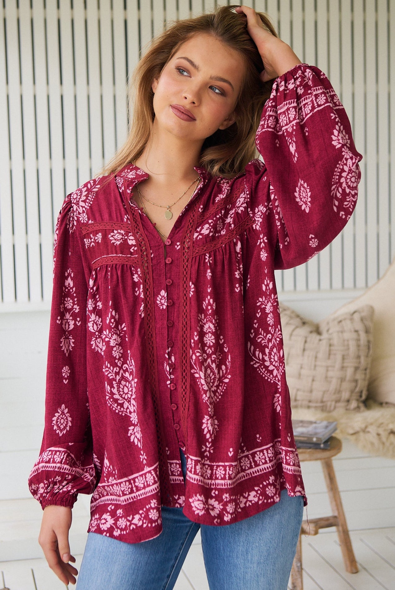 JAASE | RHUBARB KIVA BEE BLOUSE | Bohemian Love Runway