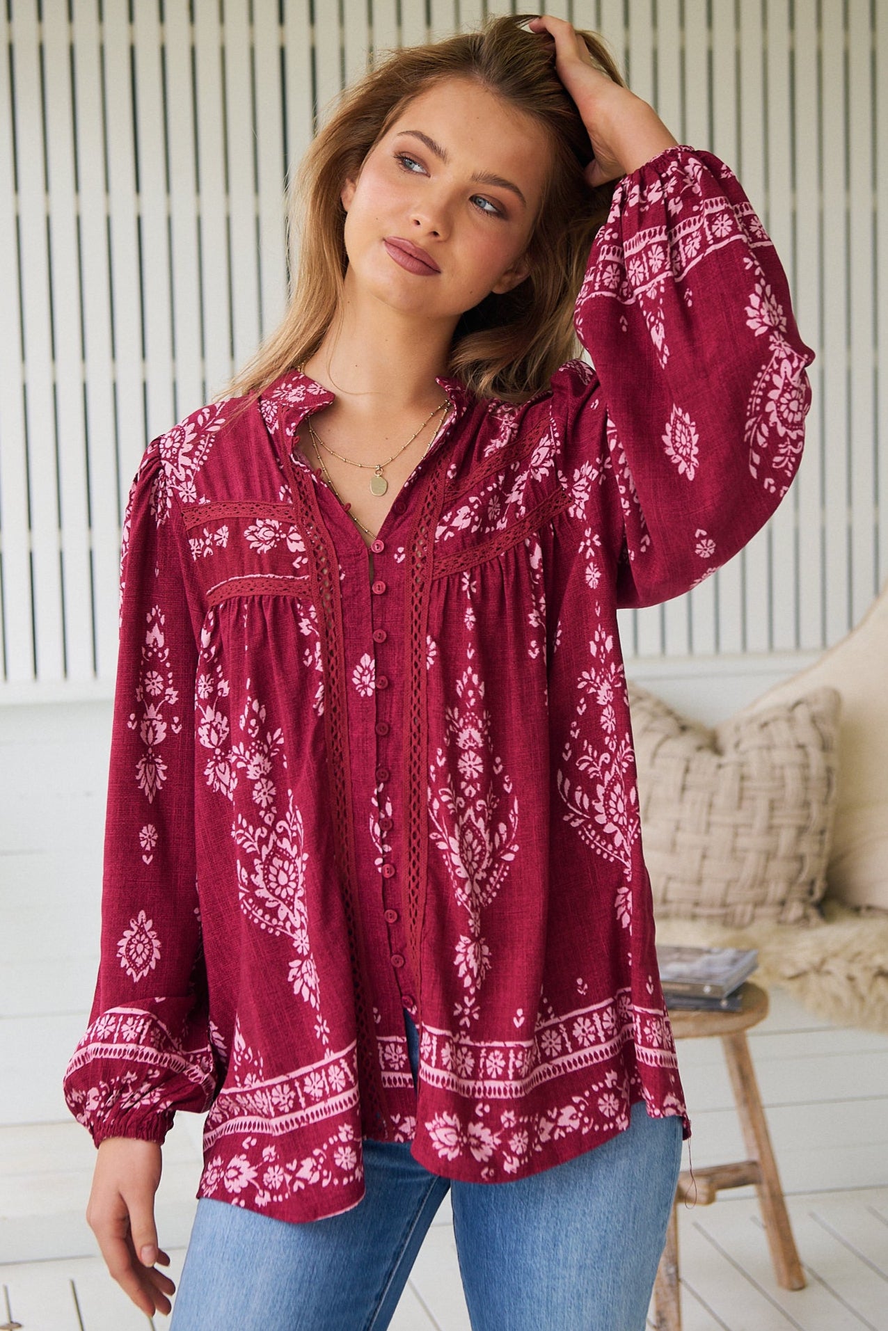 JAASE | RHUBARB KIVA BEE BLOUSE | Bohemian Love Runway