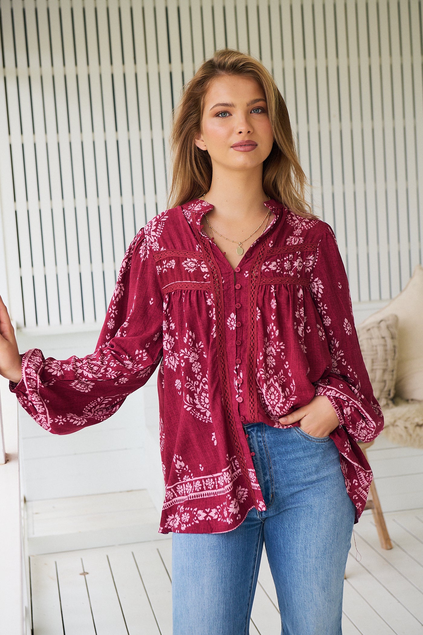 JAASE | RHUBARB KIVA BEE BLOUSE | Bohemian Love Runway