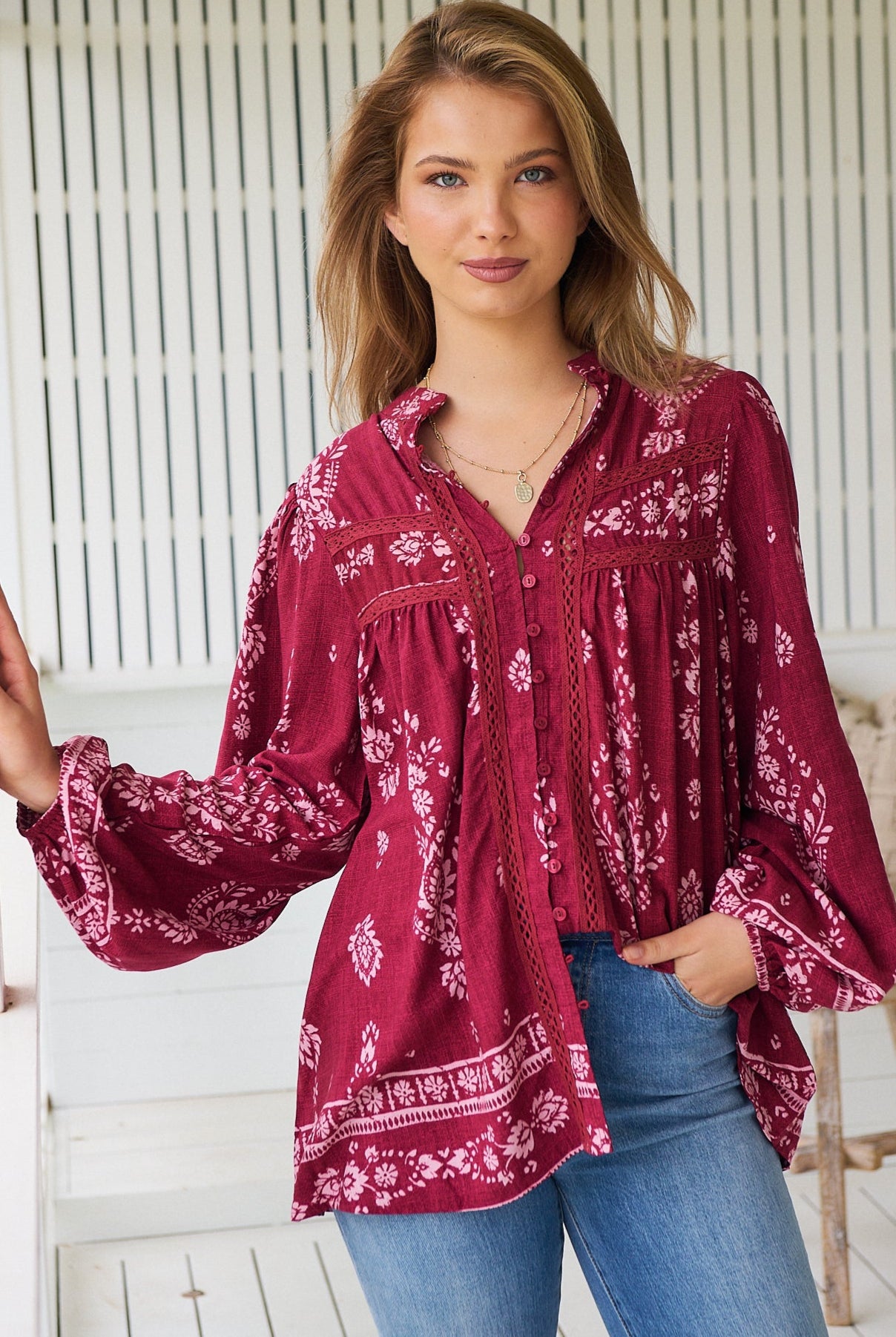 JAASE | RHUBARB KIVA BEE BLOUSE | Bohemian Love Runway