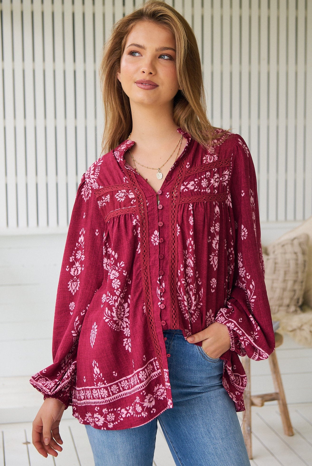 JAASE | RHUBARB KIVA BEE BLOUSE | Bohemian Love Runway