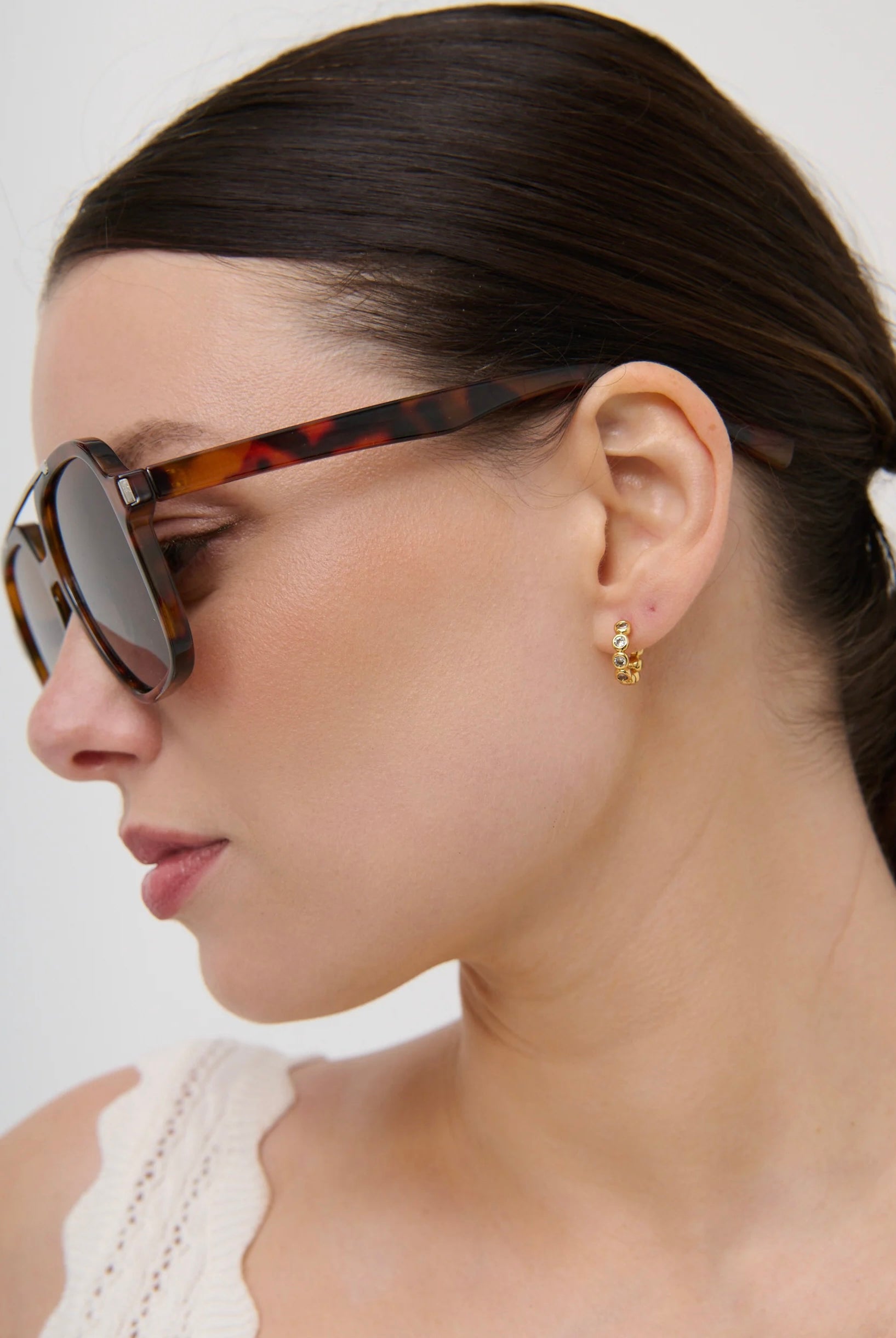 Lustre & Sage Giselle tortoiseshell oversized square aviator sunglasses with amber Category 3 lenses