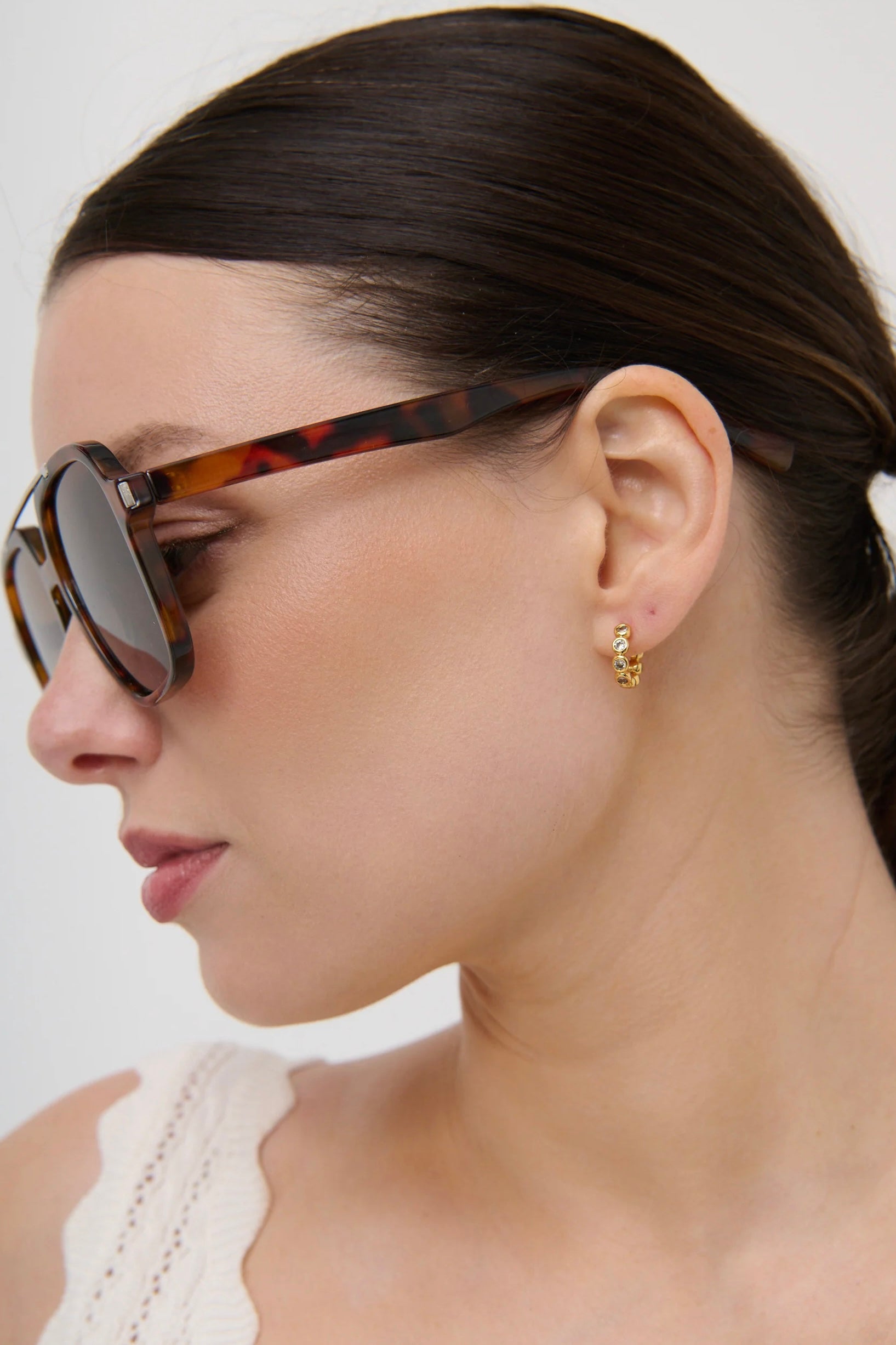 Lustre & Sage Giselle tortoiseshell oversized square aviator sunglasses with amber Category 3 lenses