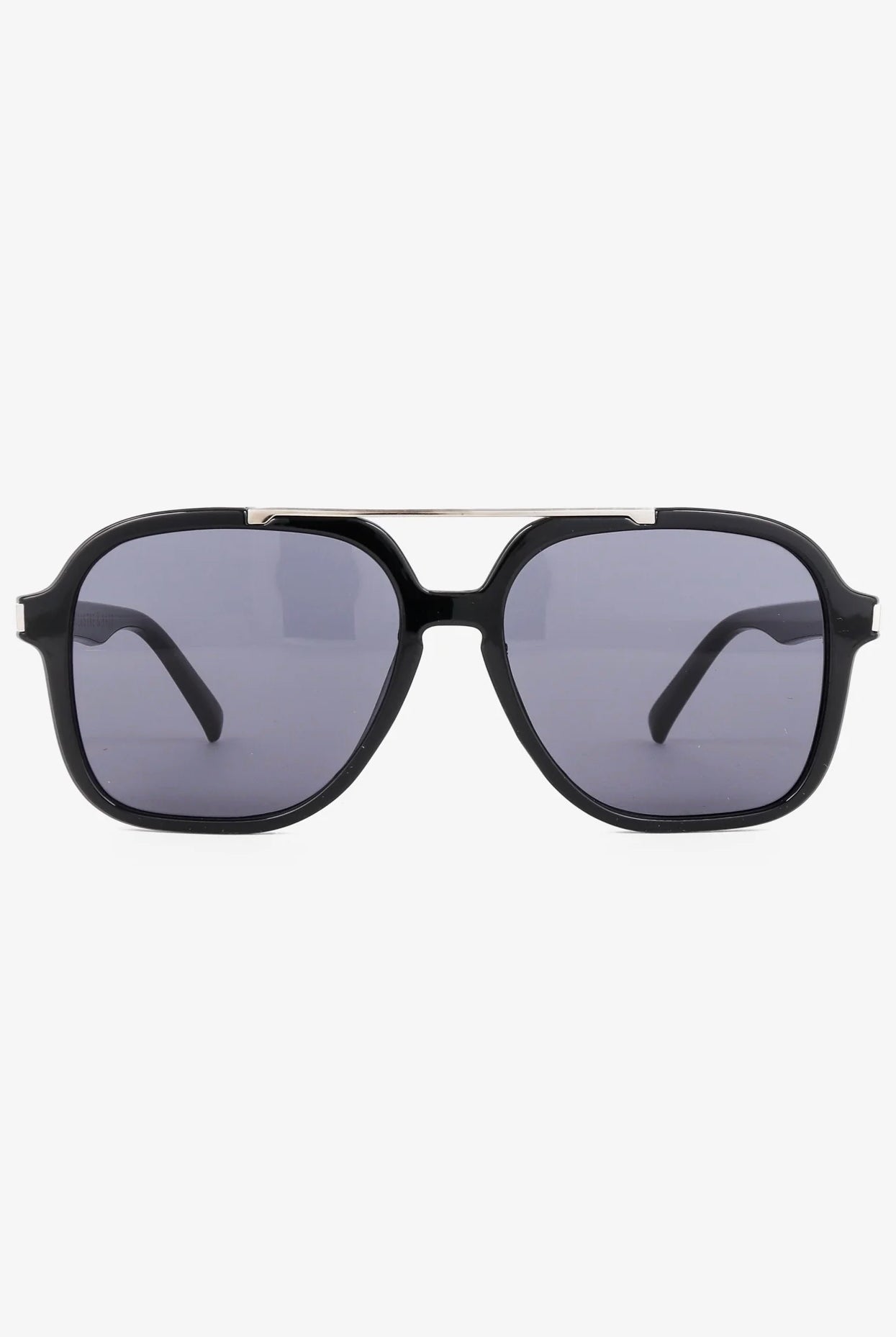 Lustre Sage Giselle black oversized square aviator sunglasses with smoke lenses for women