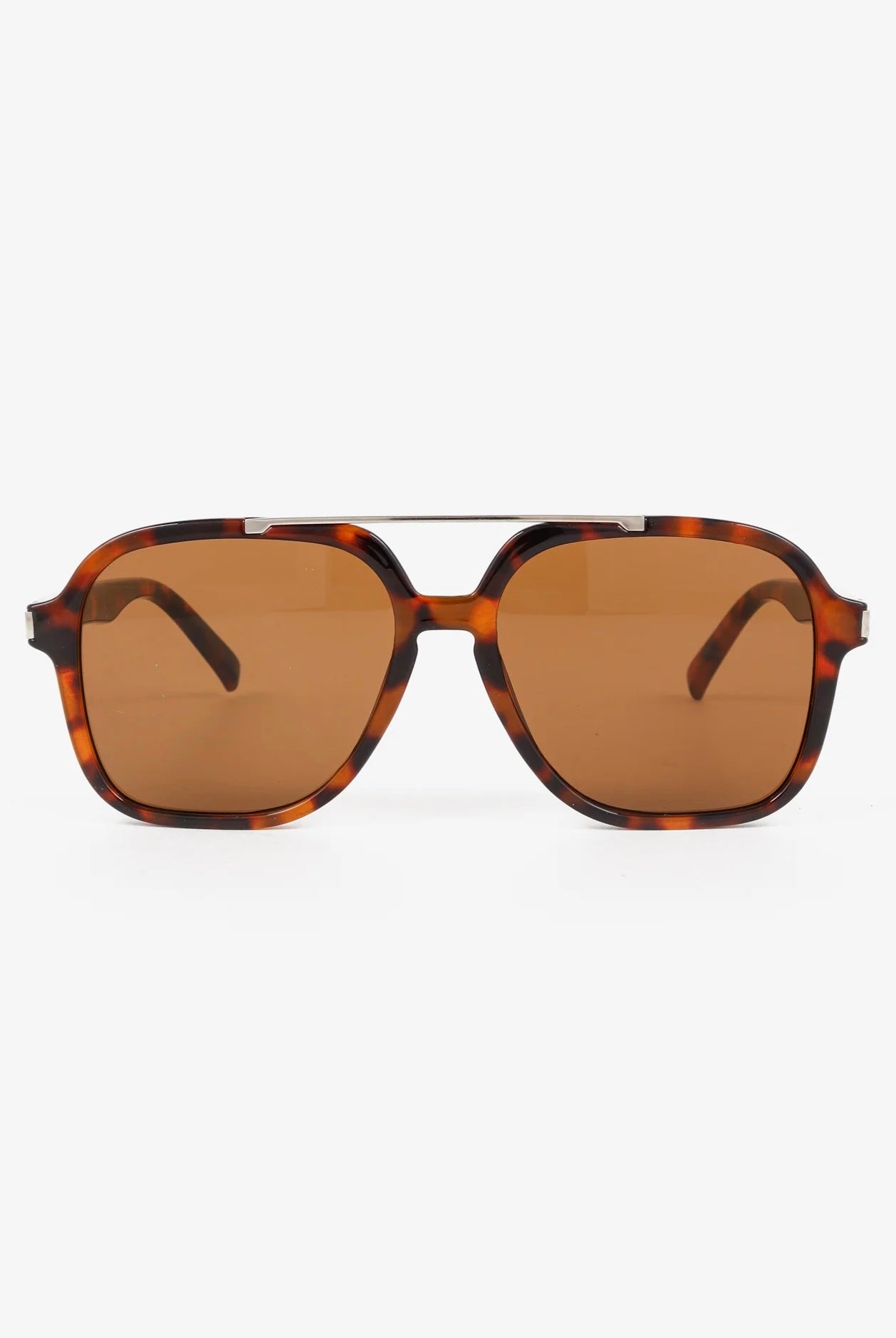 Lustre & Sage Giselle tortoiseshell oversized square aviator sunglasses with amber Category 3 lenses