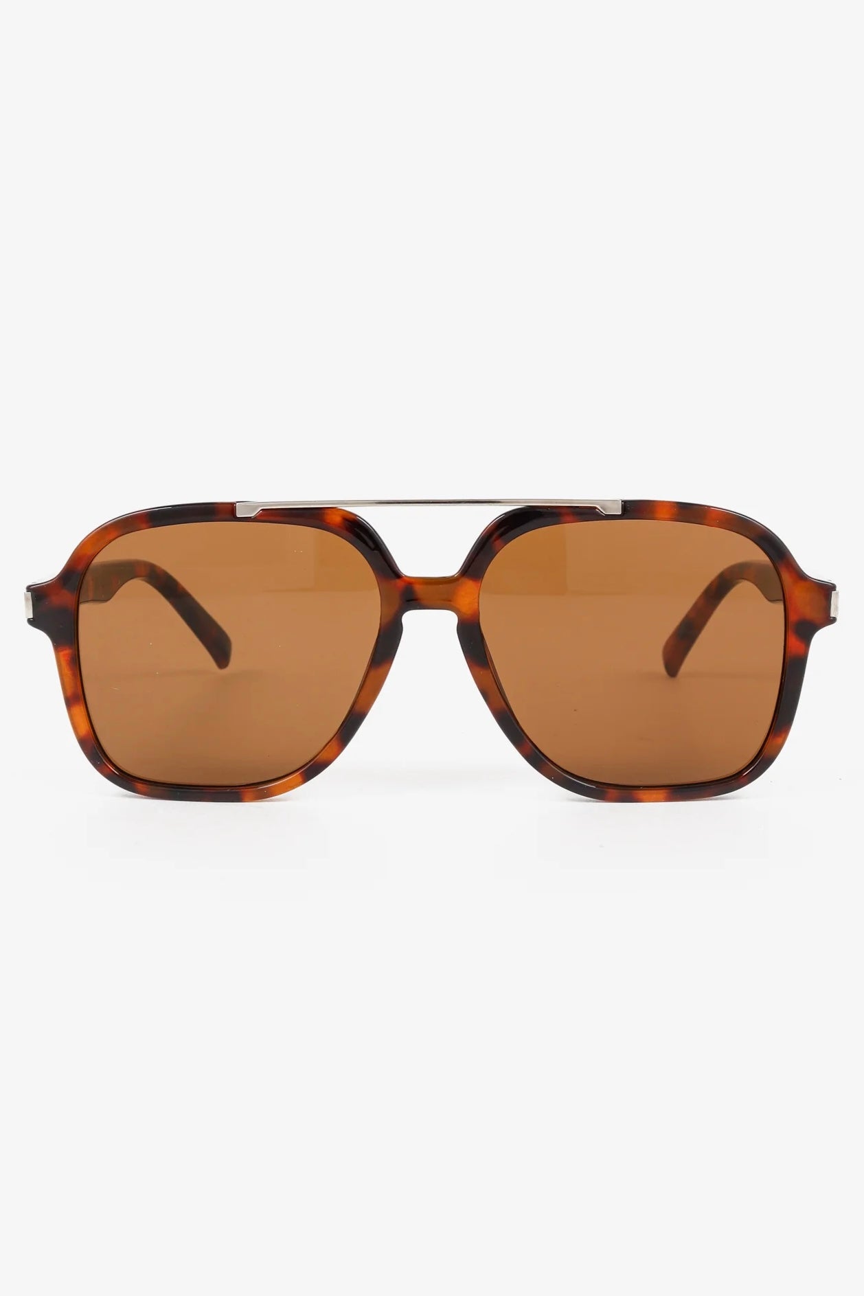Lustre & Sage Giselle tortoiseshell oversized square aviator sunglasses with amber Category 3 lenses