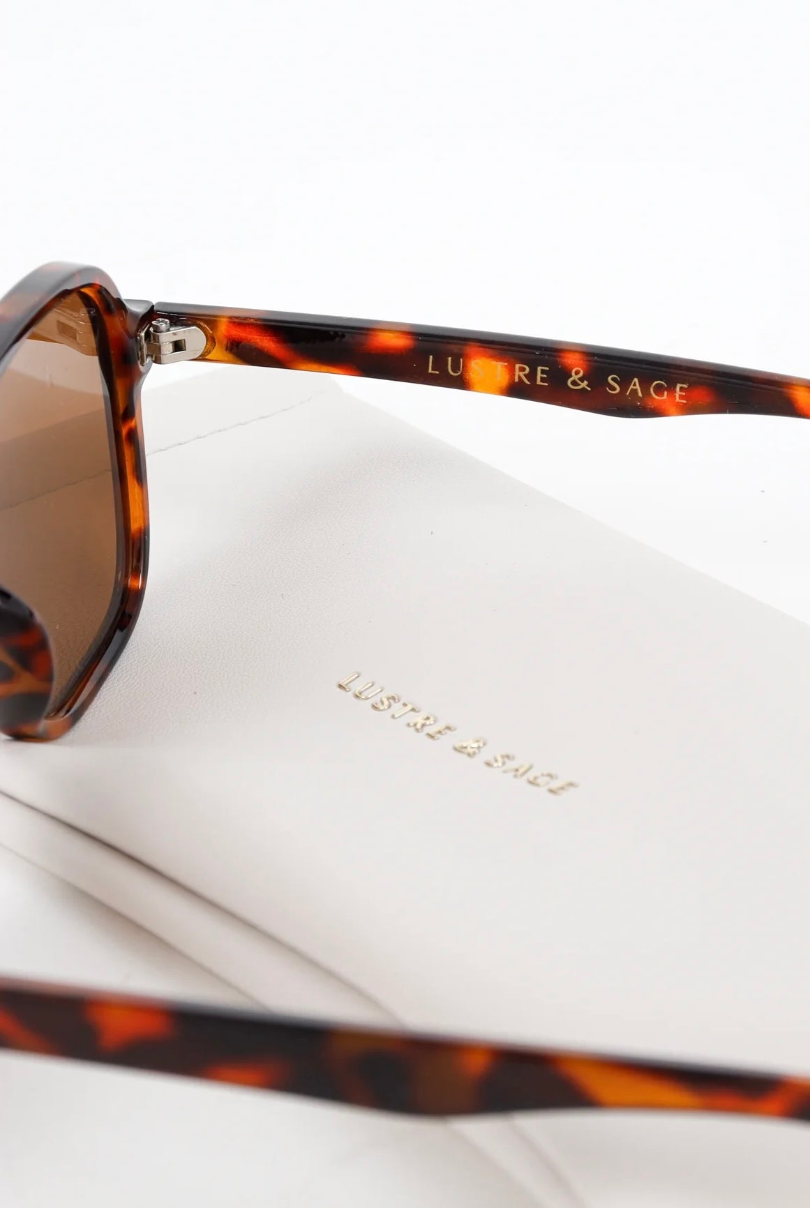 Lustre & Sage Giselle tortoiseshell oversized square aviator sunglasses with amber Category 3 lenses