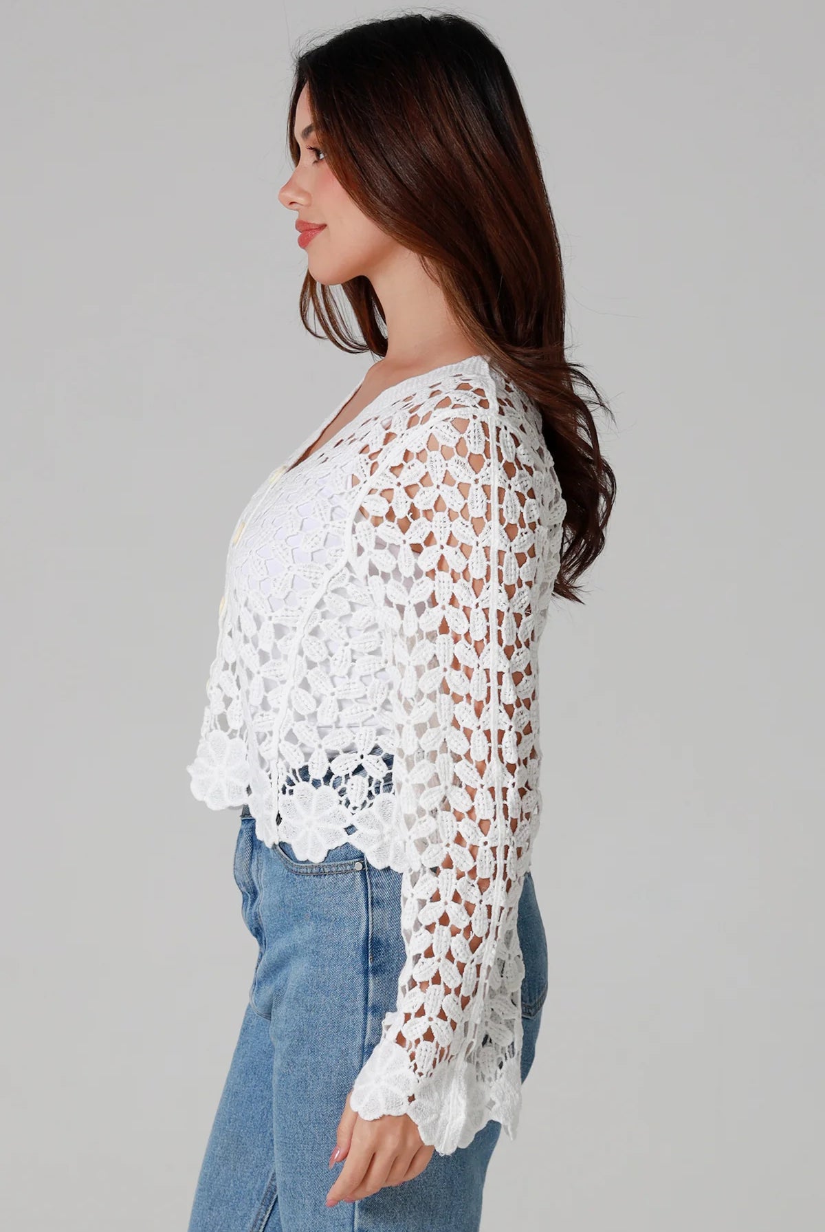 WILLOW | DAISY COTTON CROCHET CARDIGAN WHITE | Bohemian Love Runway