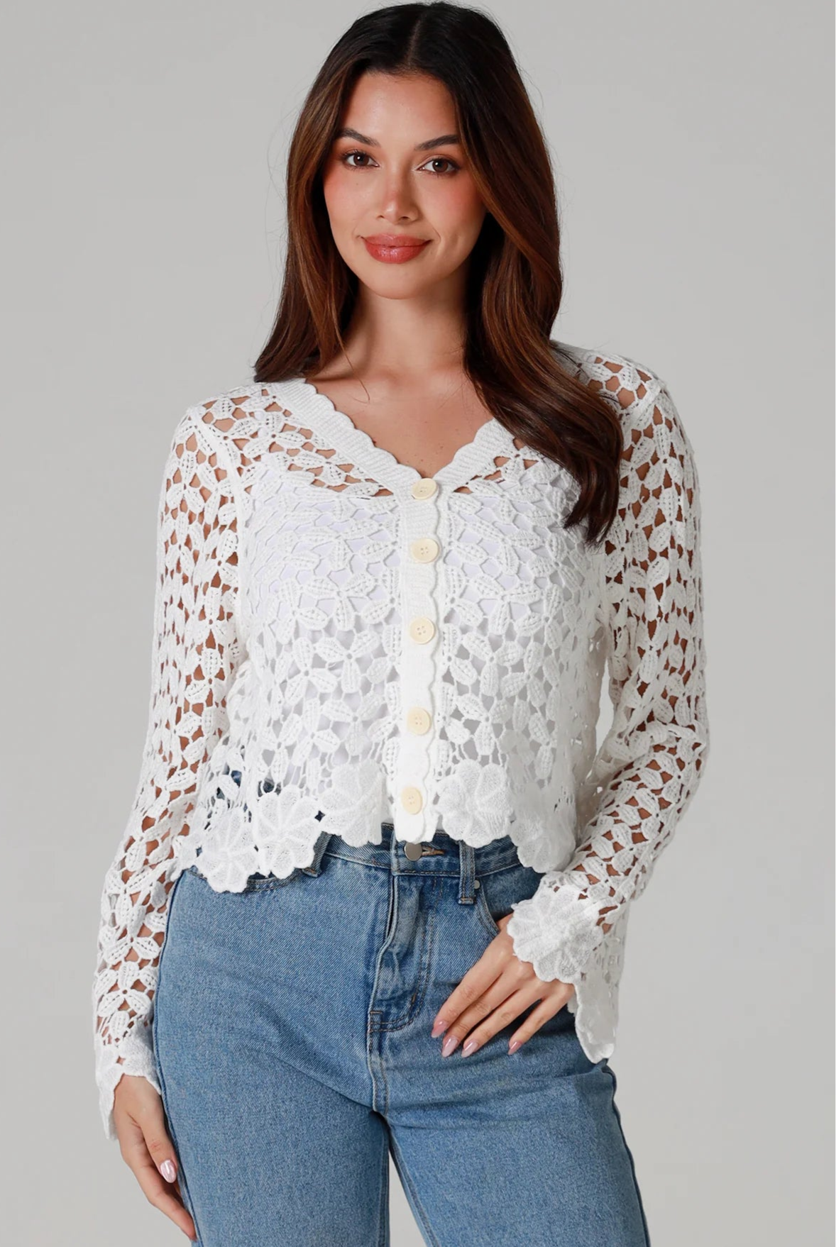 WILLOW | DAISY COTTON CROCHET CARDIGAN WHITE | Bohemian Love Runway