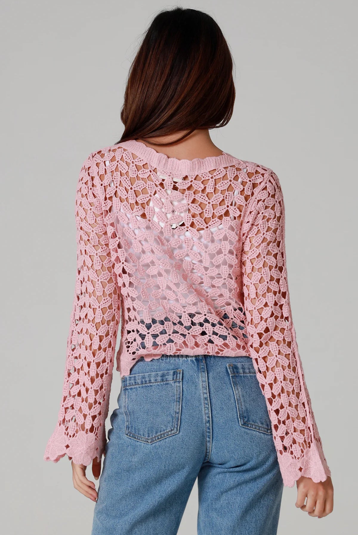 WILLOW | DAISY COTTON CROCHET CARDIGAN PINK | Bohemian Love Runway