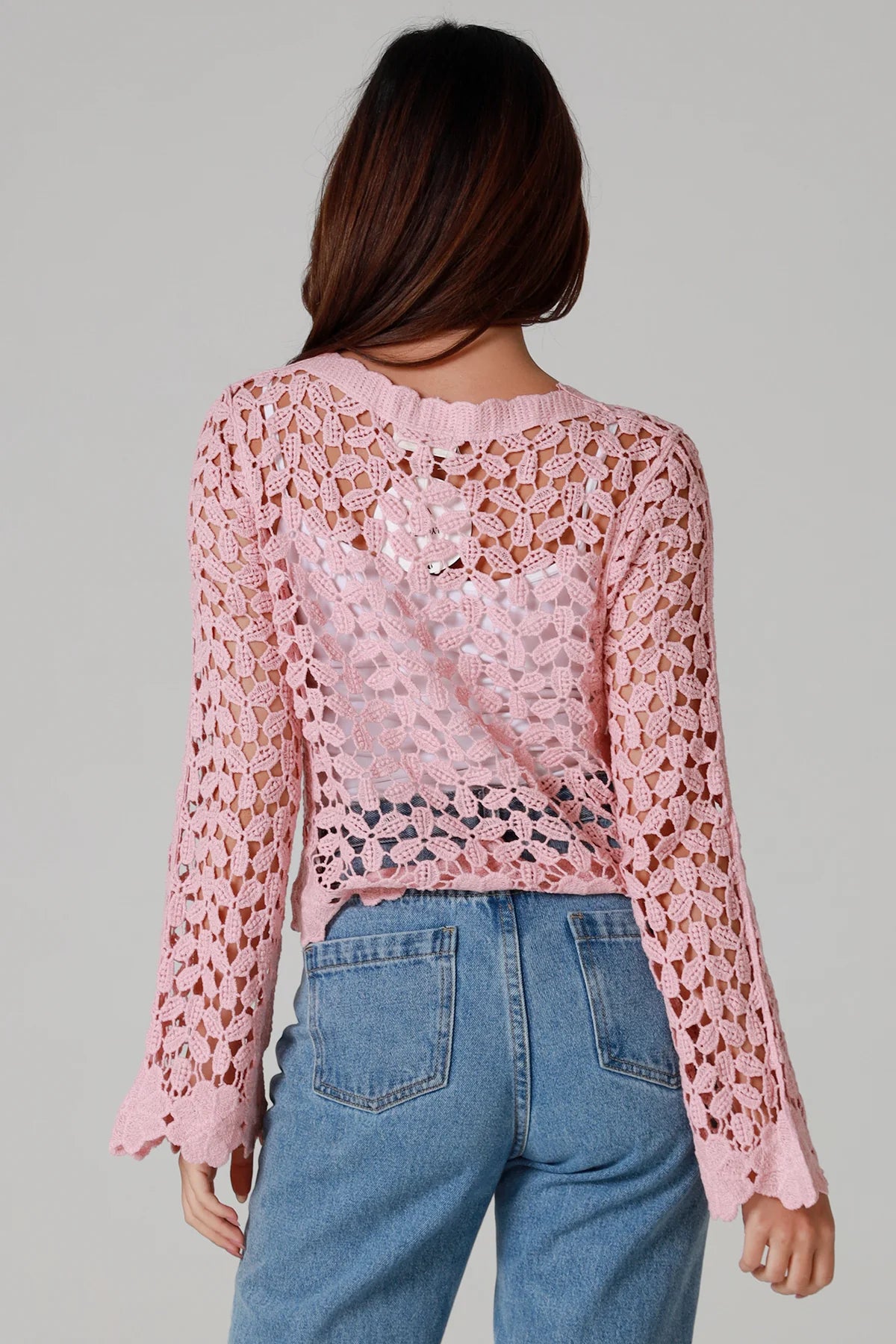 WILLOW | DAISY COTTON CROCHET CARDIGAN PINK | Bohemian Love Runway