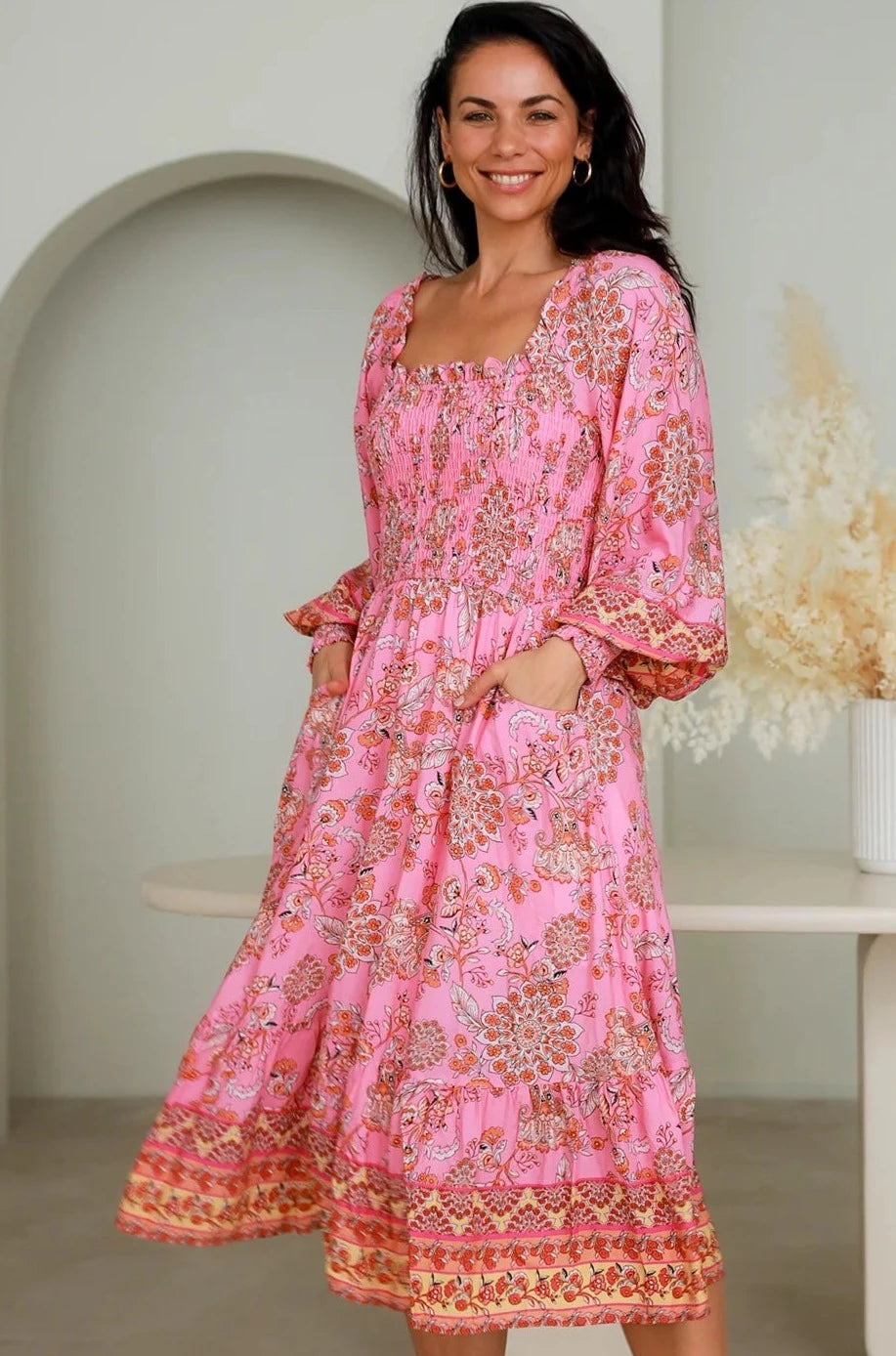 DREAMCATCHER | EDEN LONG SLEEVE MIDI DRESS | Bohemian Love Runway