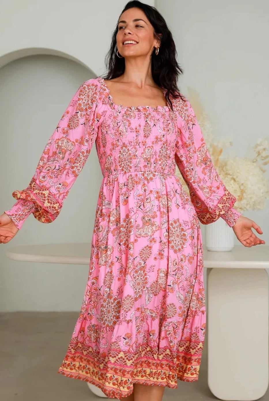 DREAMCATCHER | EDEN LONG SLEEVE MIDI DRESS | Bohemian Love Runway