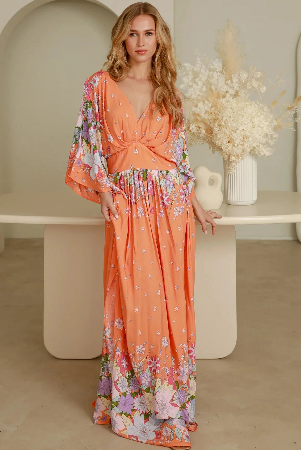 DREAMCATCHER | ELOISE V-NECK MAXI DRESS | Bohemian Love Runway
