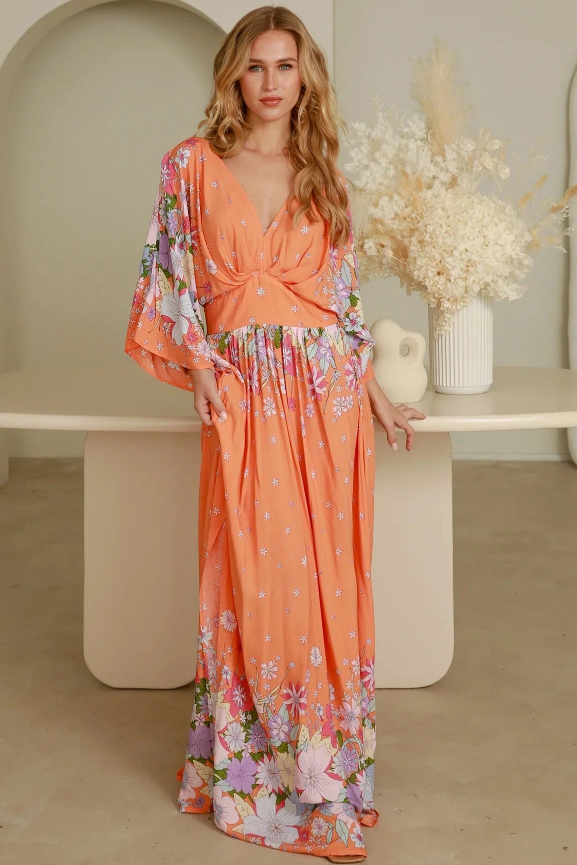 DREAMCATCHER | ELOISE V-NECK MAXI DRESS | Bohemian Love Runway