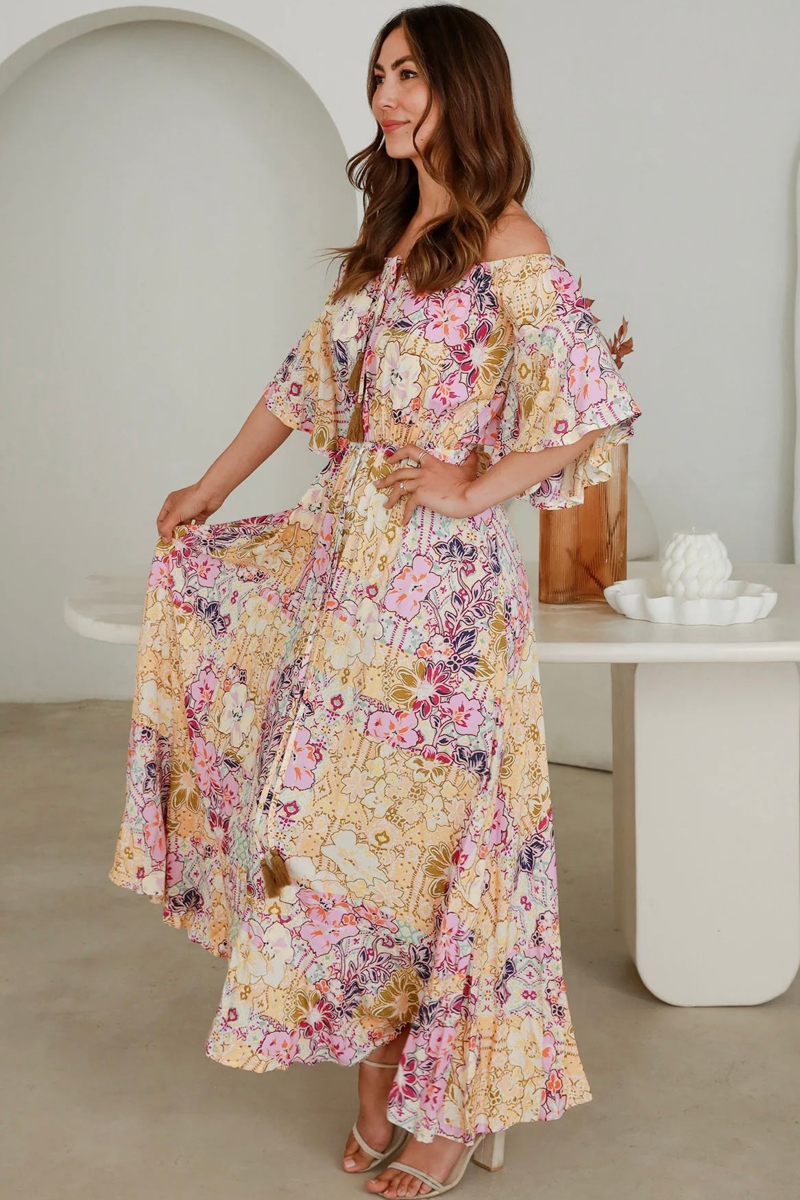DREAMCATCHER | CARMEN OFF THE SHOULDER MAXI DRESS | Bohemian Love Runway