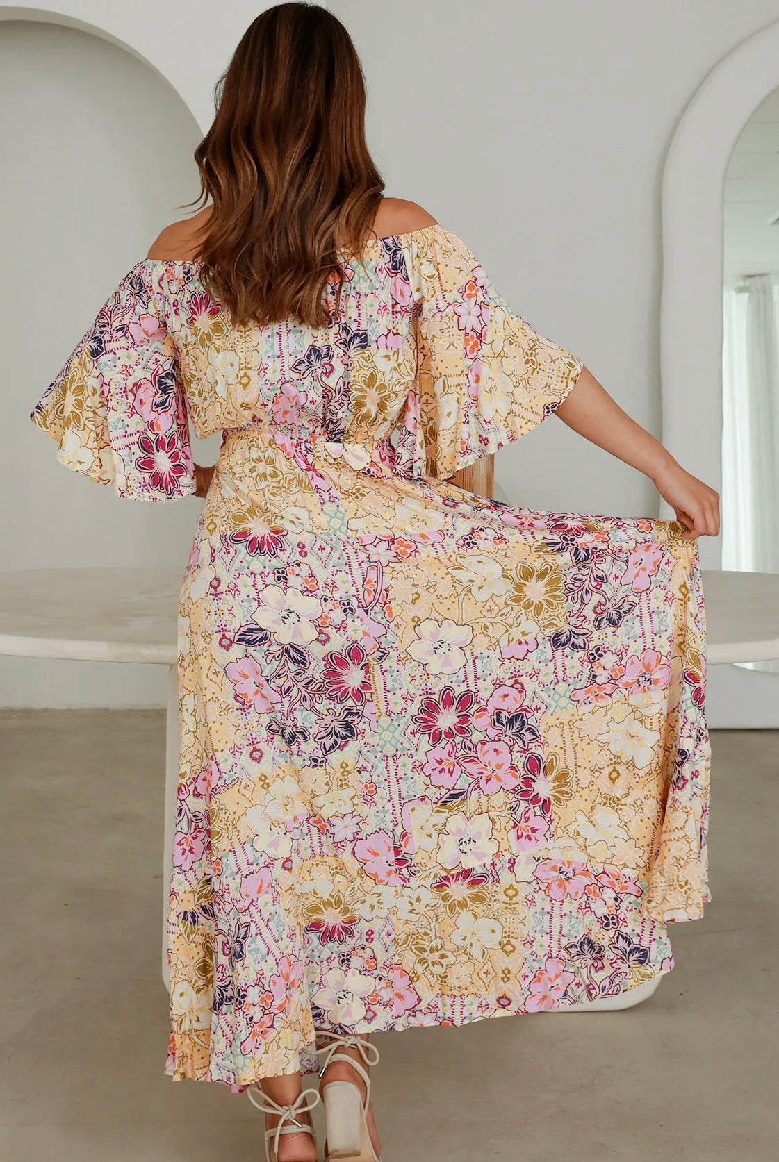 DREAMCATCHER | CARMEN OFF THE SHOULDER MAXI DRESS | Bohemian Love Runway