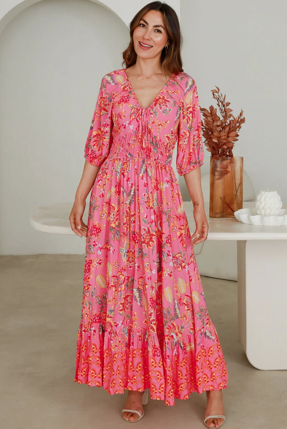 DREAMCATCHER | SINTRA V-NECK MAXI DRESS | Bohemian Love Runway