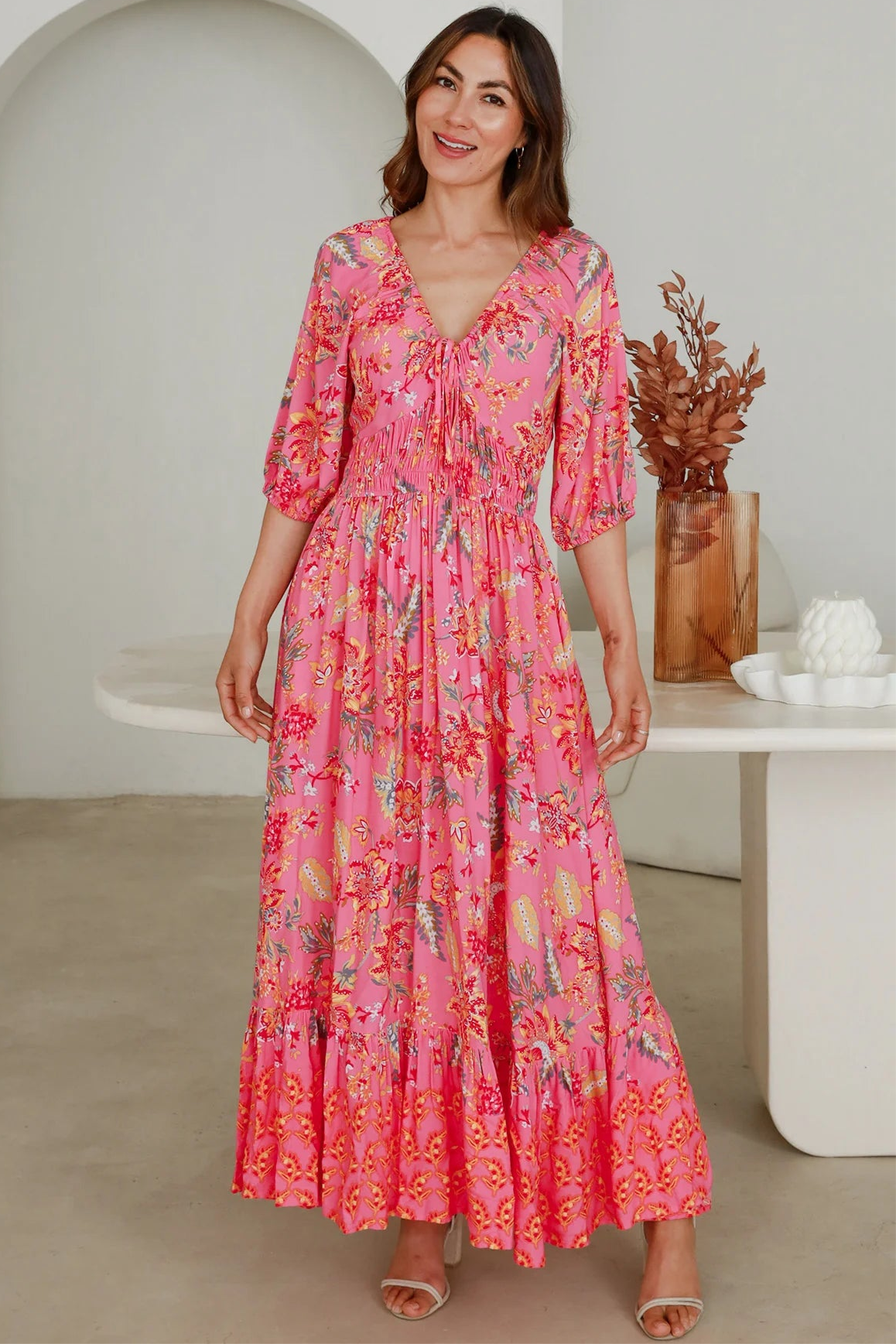 DREAMCATCHER | SINTRA V-NECK MAXI DRESS | Bohemian Love Runway