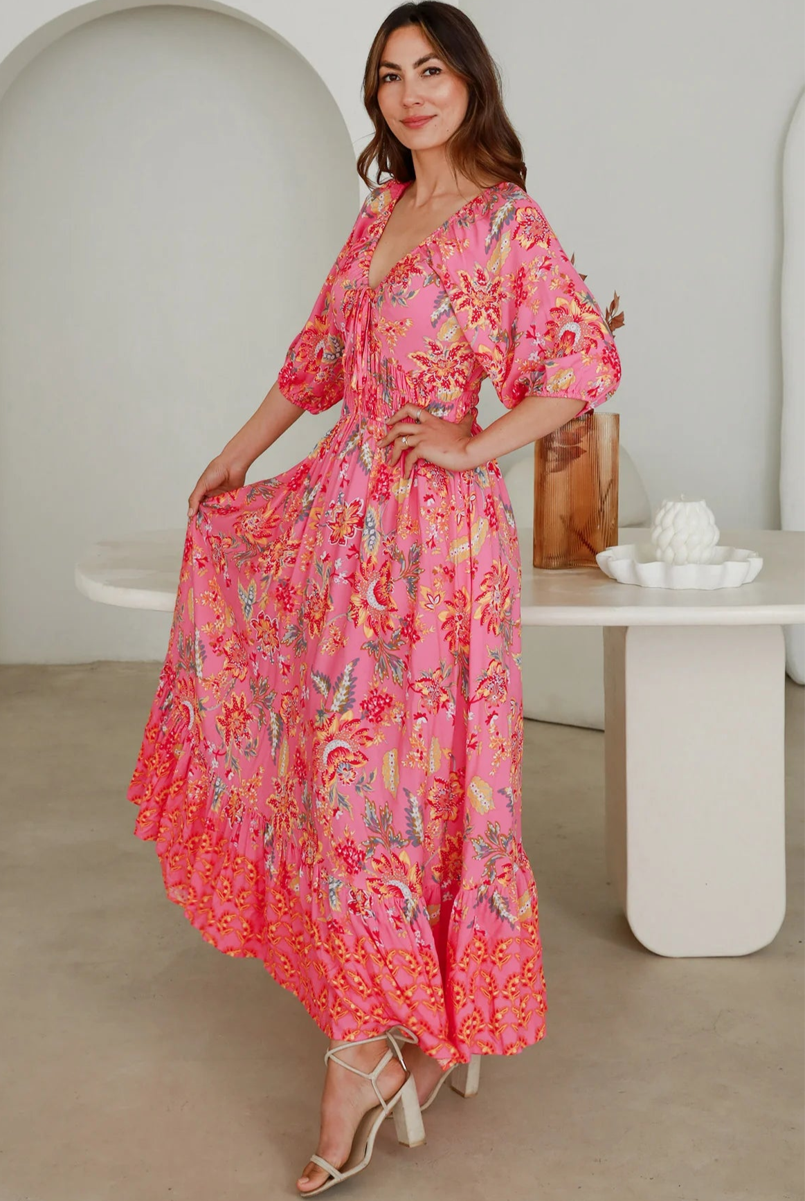 DREAMCATCHER | SINTRA V-NECK MAXI DRESS | Bohemian Love Runway